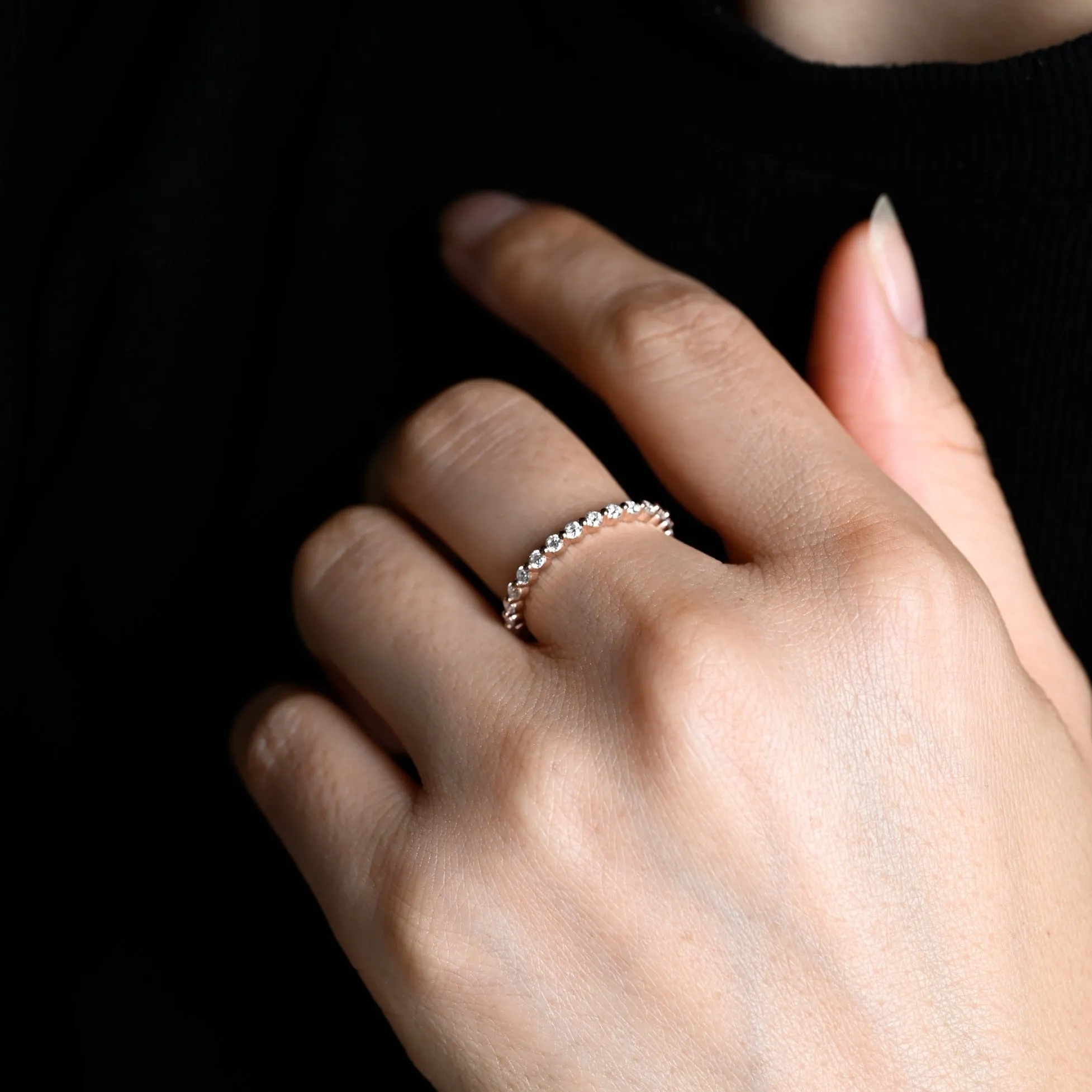 Solid Gold Full Eternity Round Cut Moissanite Wedding Band sold by Causyou product image thumbnail 4