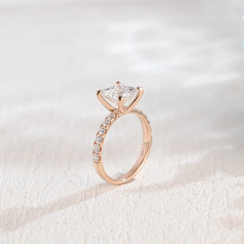 Solid Gold 2.5mm Width Princess Cut Moissanite Engagement Ring sold by Causyou