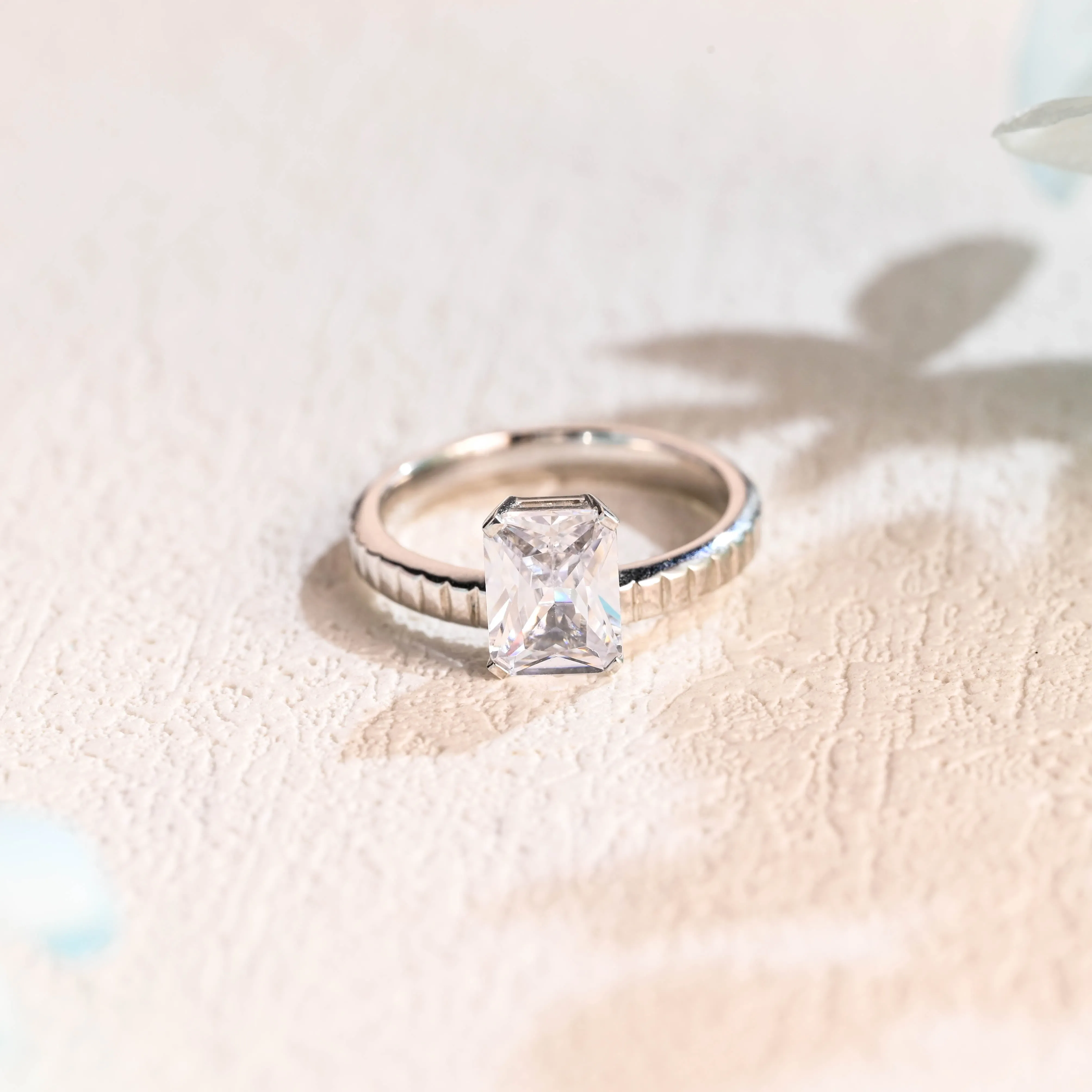 Solid Gold 2.5mm Width Radiant Cut Moissanite Engagement Ring, Solitaire Promise Ring, Proposal Ring, Gift for Women Wife sold by Causyou product image thumbnail 5