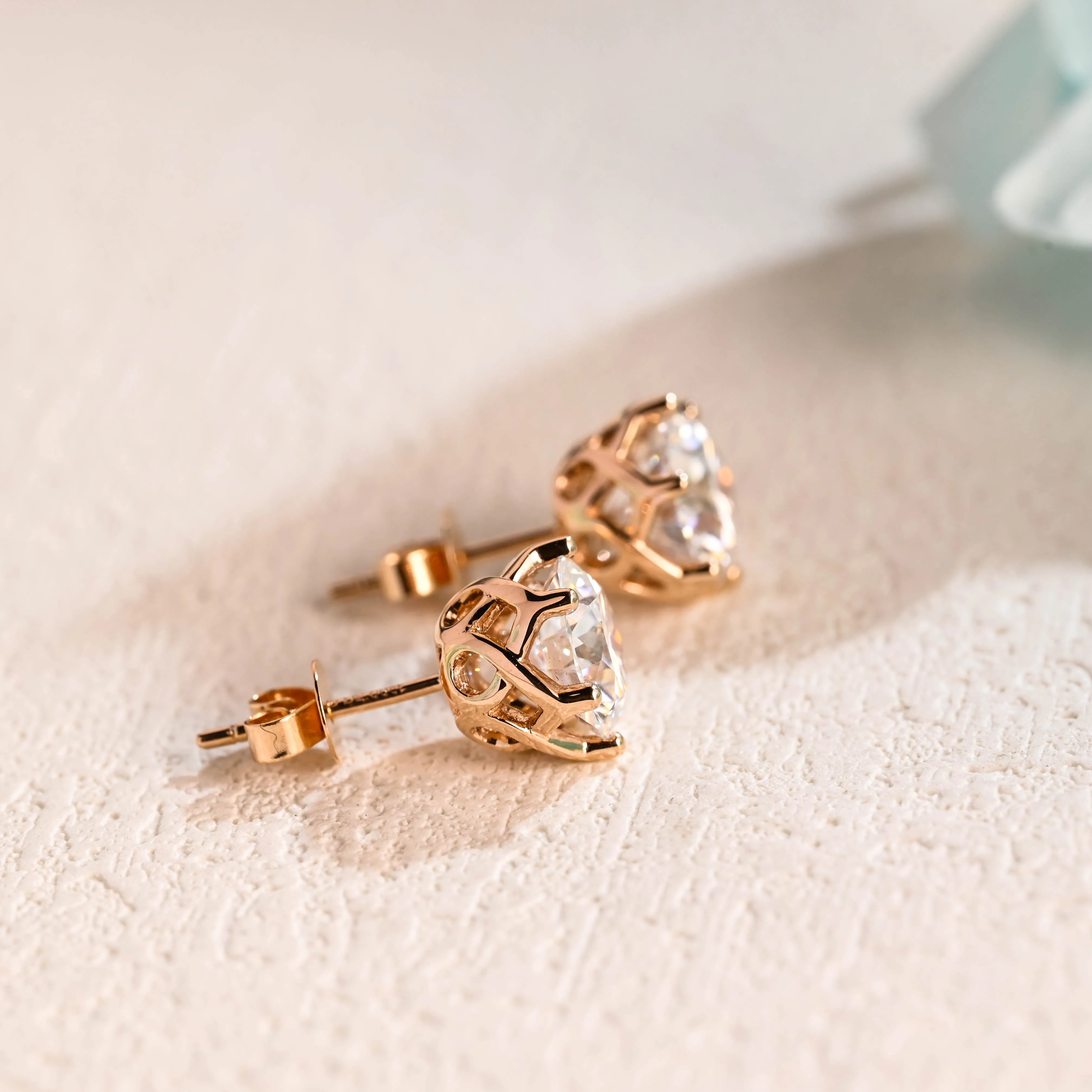 CausYou Solid Gold Round Cut Moissanite Earrings Studs, Solitaire Studs Lotus Accessories for Women Wife sold by Causyou