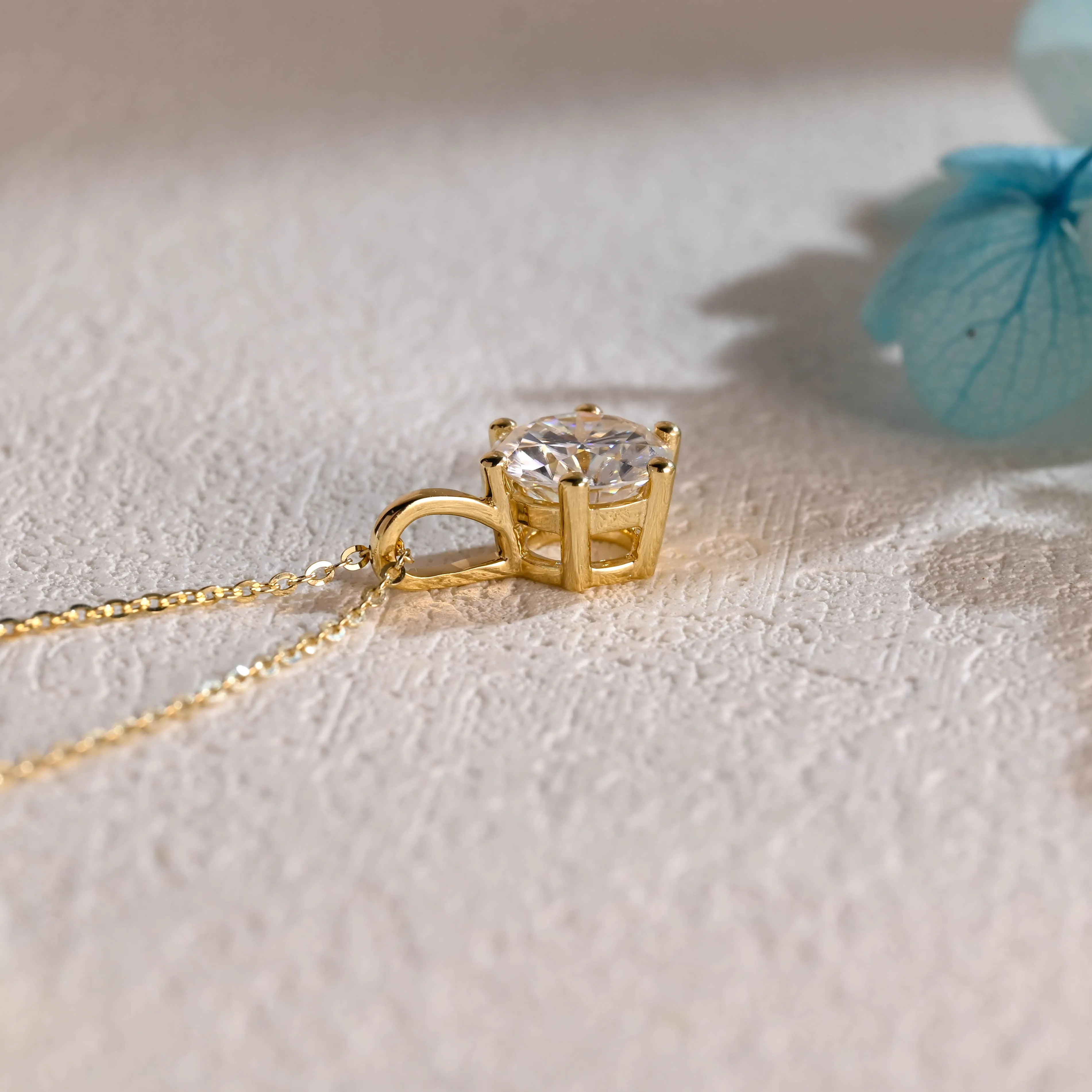 Solid Gold Round Cut Moissanite Pendant, Wedding Necklace, Anniversary Gift for Women, Wife sold by Causyou product image thumbnail 4