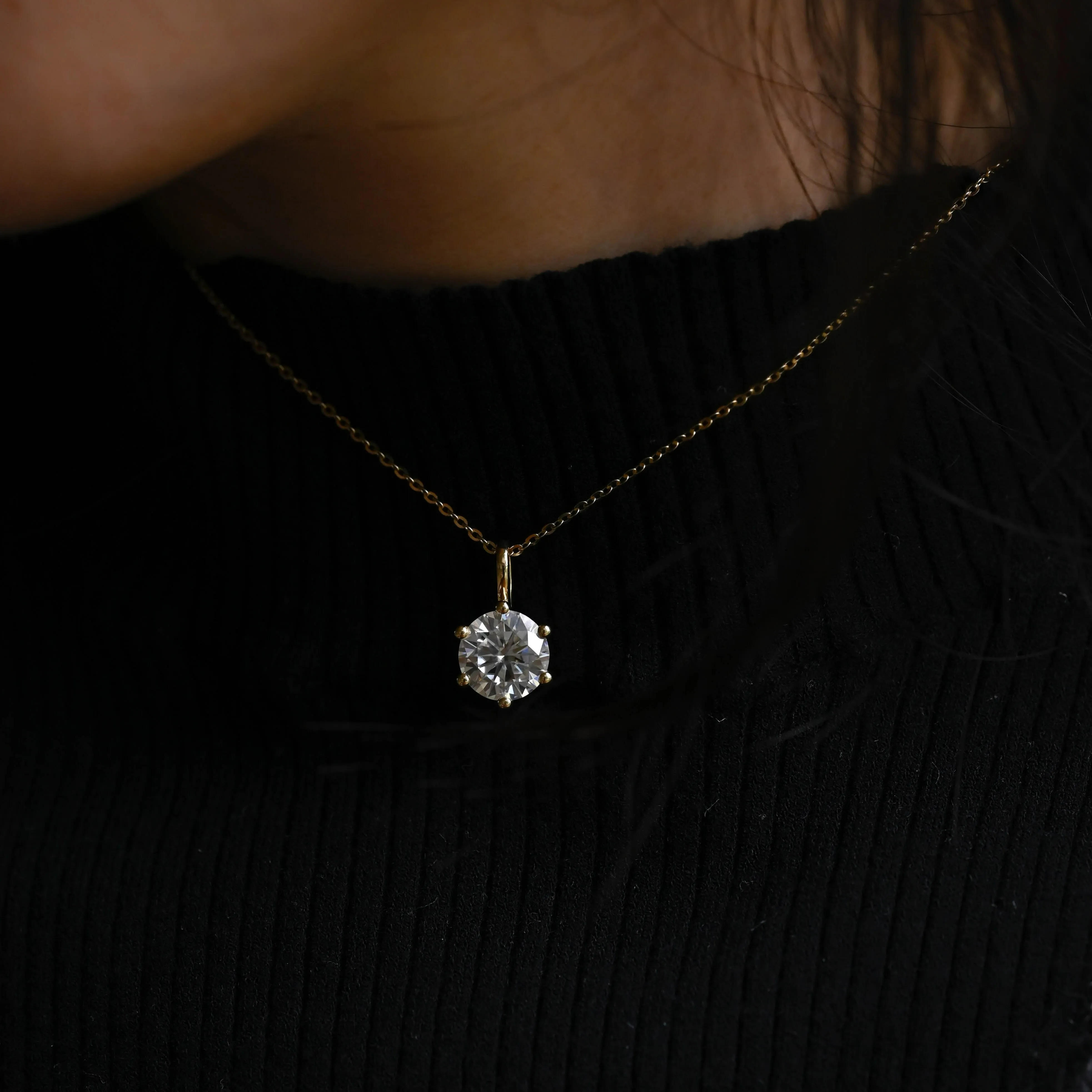 Solid Gold Round Cut Moissanite Pendant, Wedding Necklace, Anniversary Gift for Women, Wife sold by Causyou product image thumbnail 3