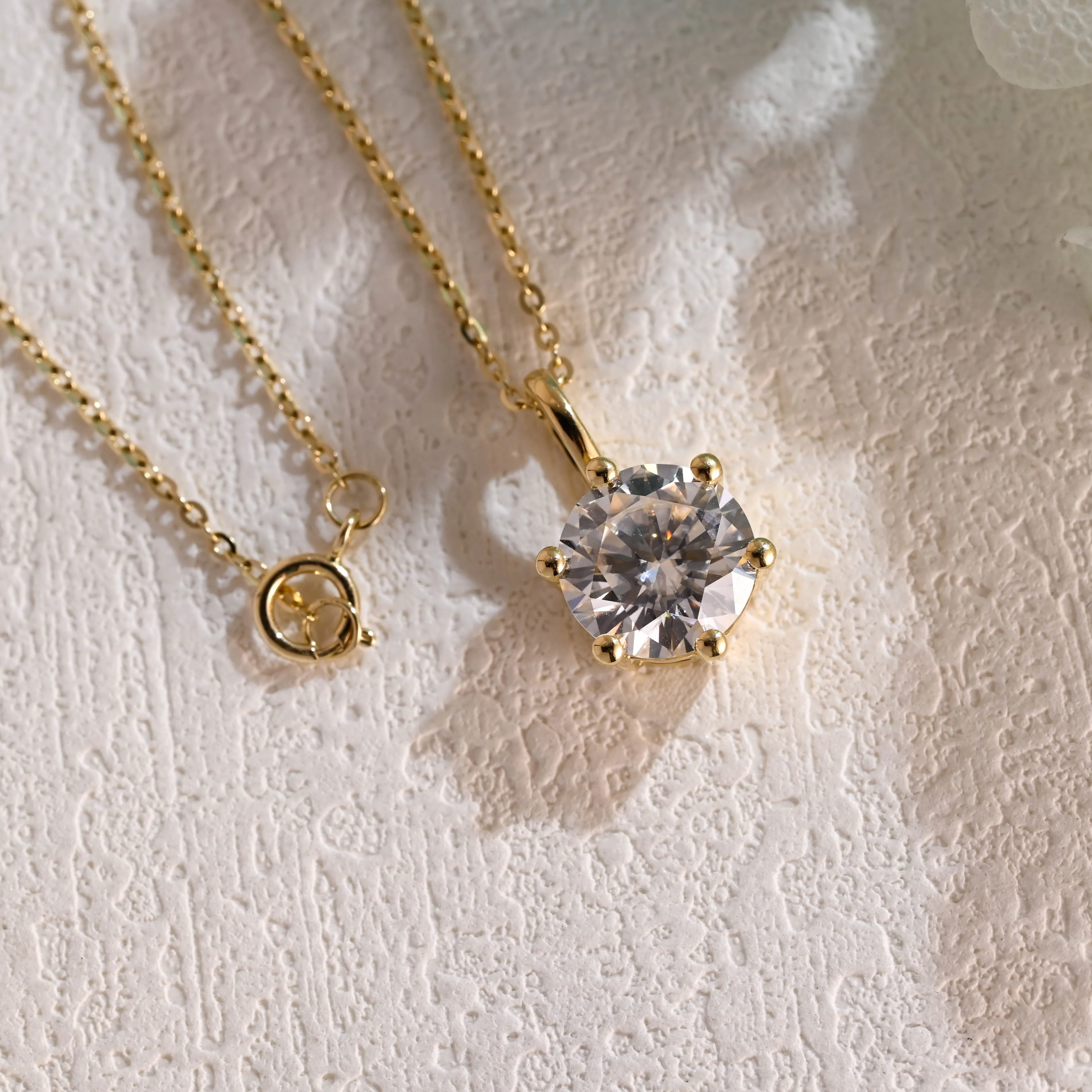 Solid Gold Round Cut Moissanite Pendant, Wedding Necklace, Anniversary Gift for Women, Wife sold by Causyou