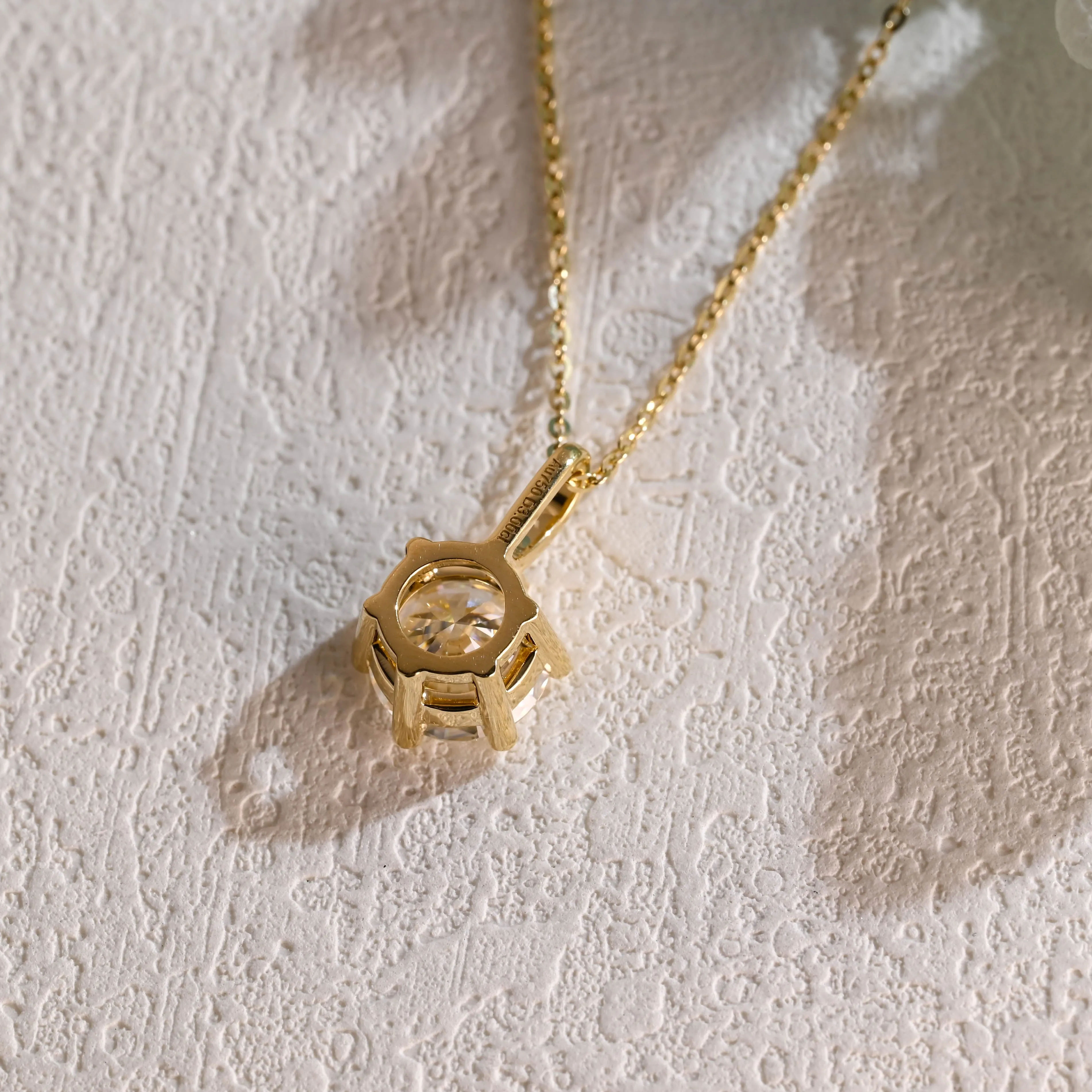 Solid Gold Round Cut Moissanite Pendant, Wedding Necklace, Anniversary Gift for Women, Wife sold by Causyou product image thumbnail 5