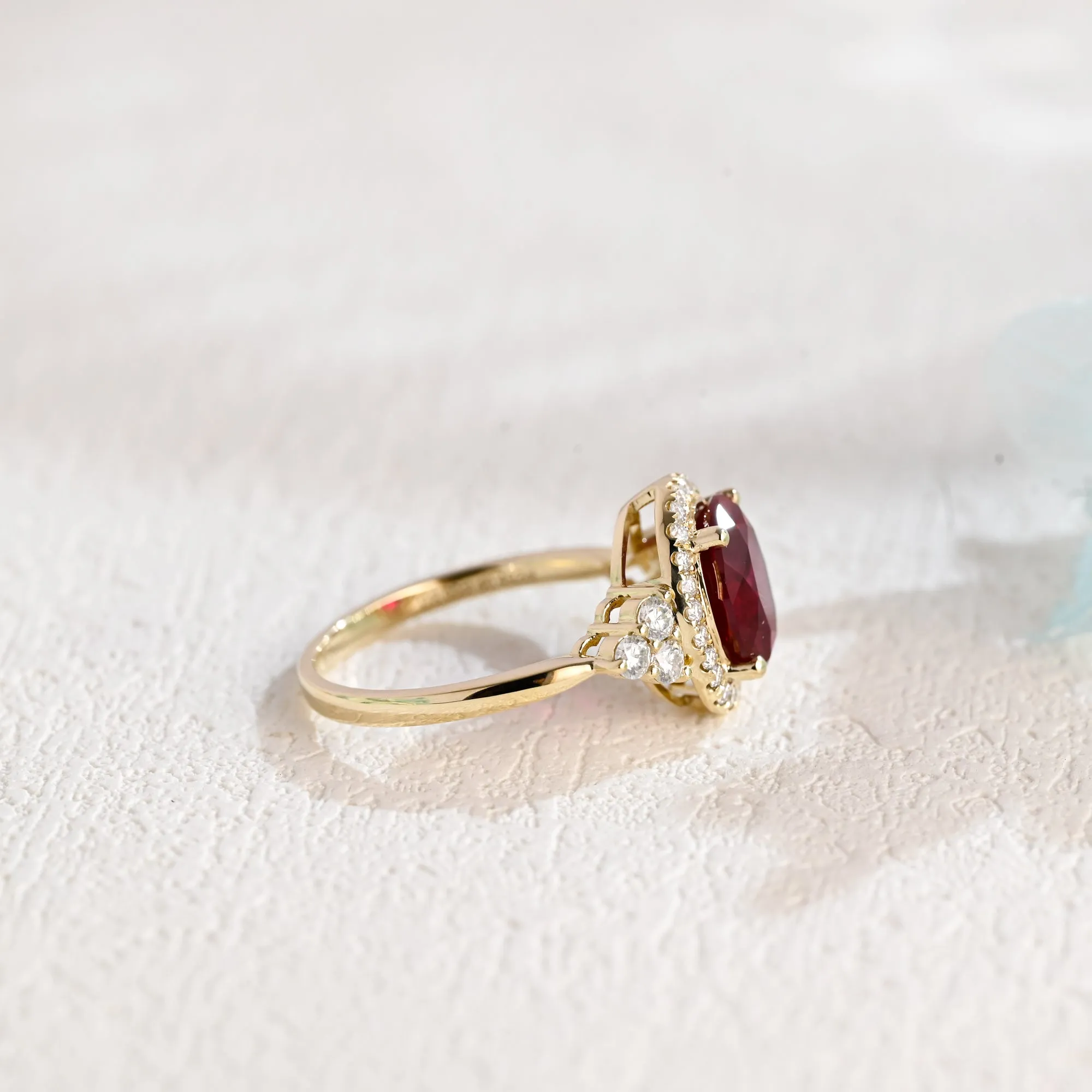 Solid Gold Oval Cut Lab Grown Ruby Engagement Ring, Promise Ring, Proposal Ring, Gift for Woman, Wife sold by Causyou product image thumbnail 5