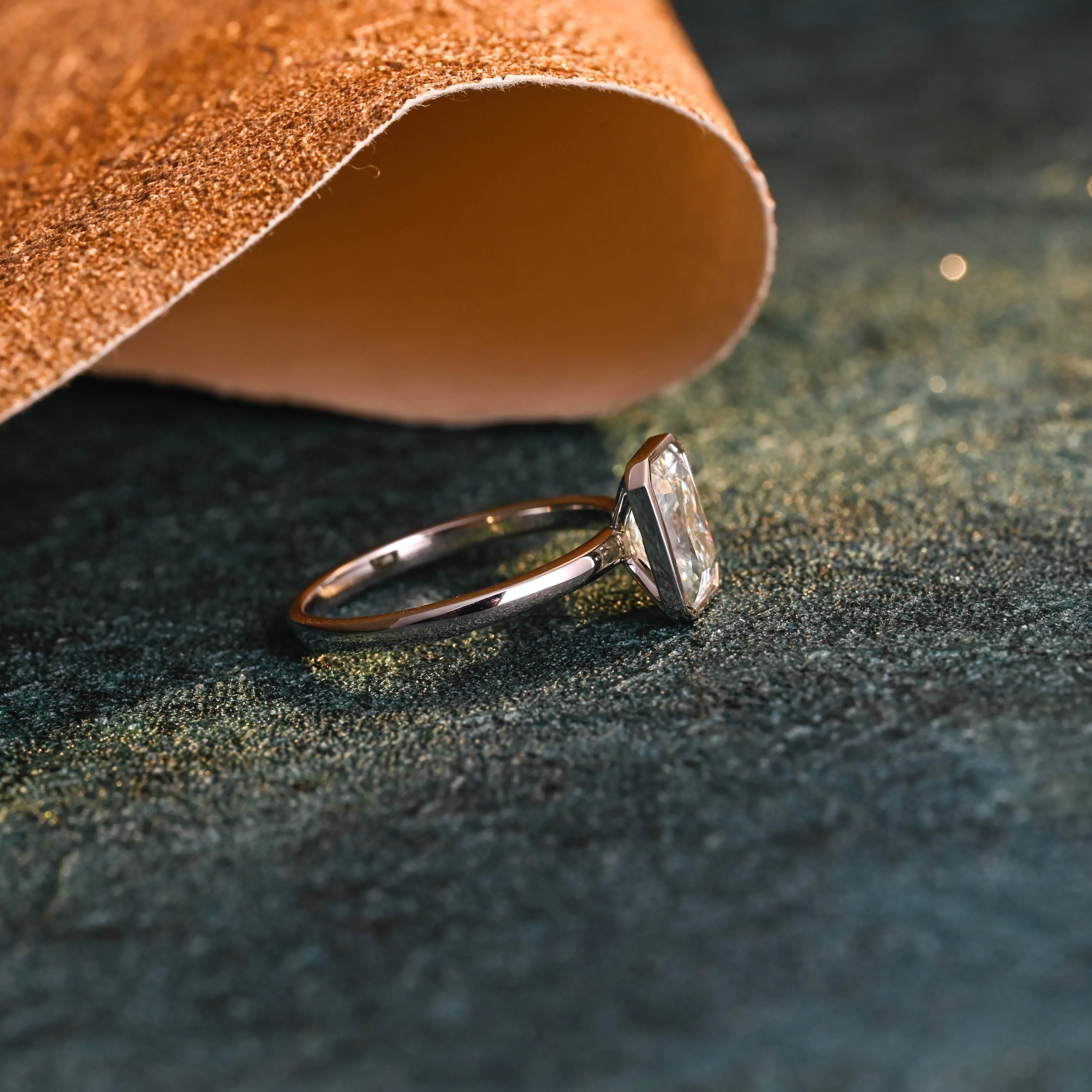 CausYou Solid Gold D/VS1 Bezel Radiant Cut Lab Grown Diamond Engagement Ring, Solitaire Bridal Ring for Her sold by Causyou product image thumbnail 3