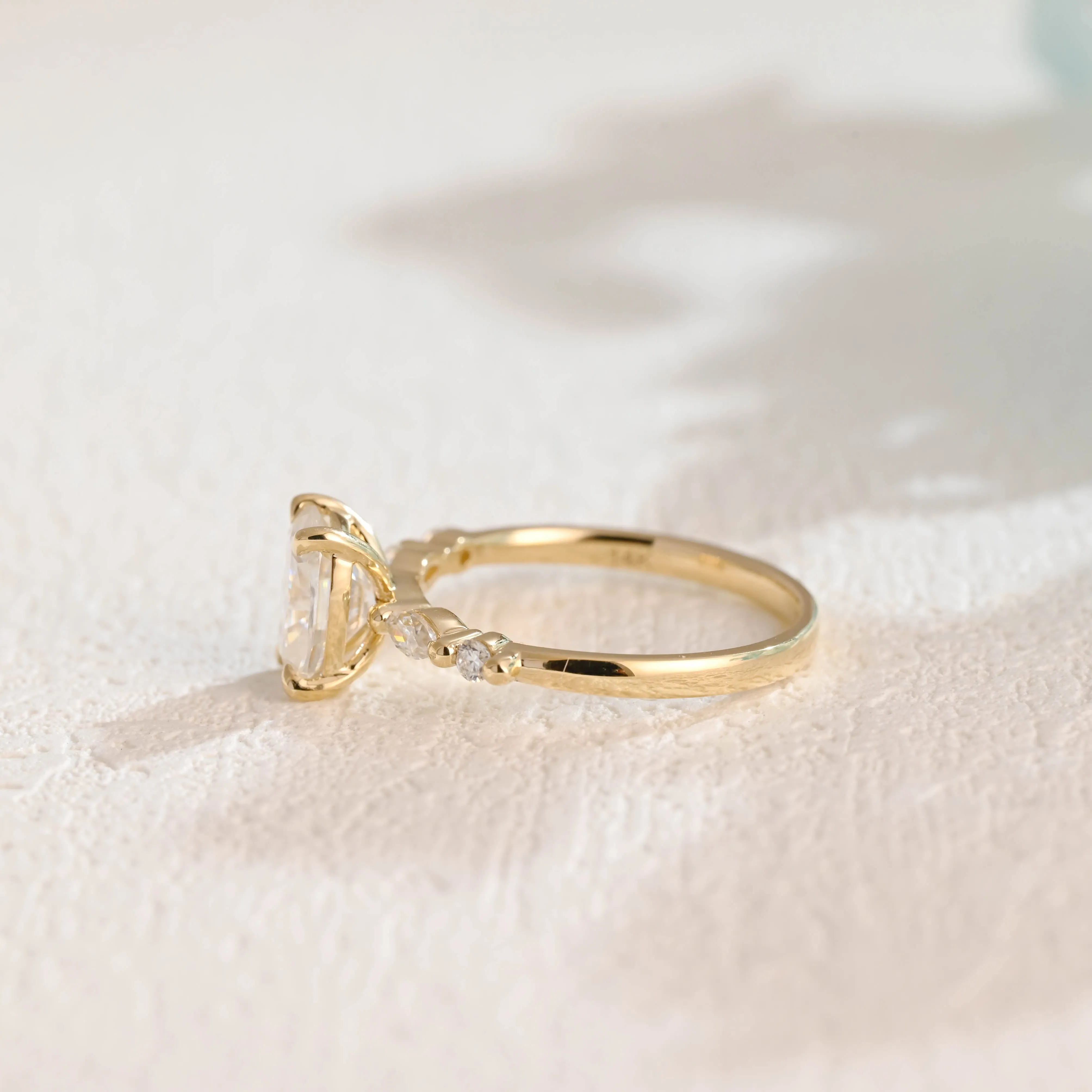 Solid Gold Elongated Cushion Cut Moissanite Engagement Ring sold by Causyou product image thumbnail 5