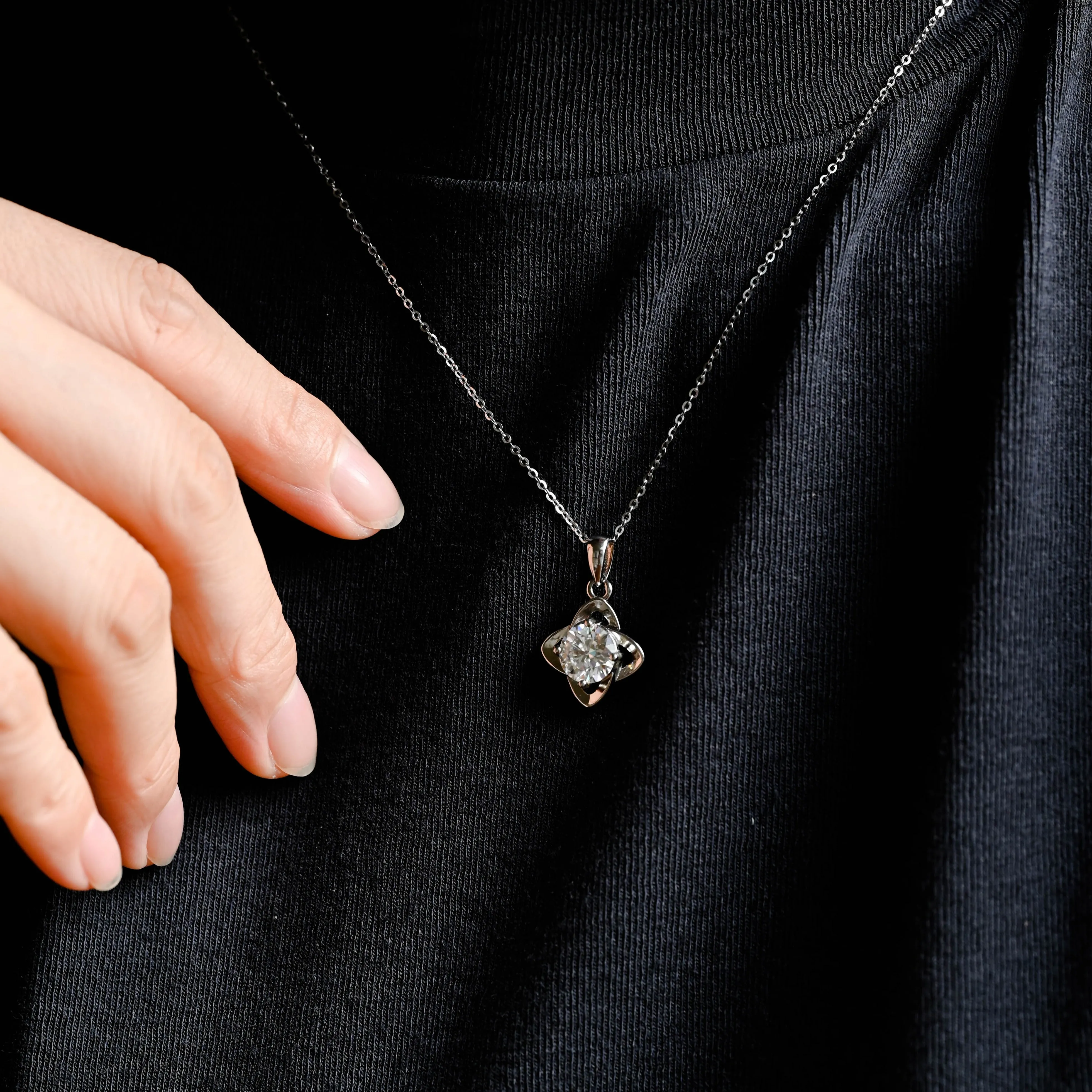 Solid Gold Round Cut Moissanite Pendant, Wedding Necklace, Anniversary Gifts for Women sold by Causyou product image thumbnail 4