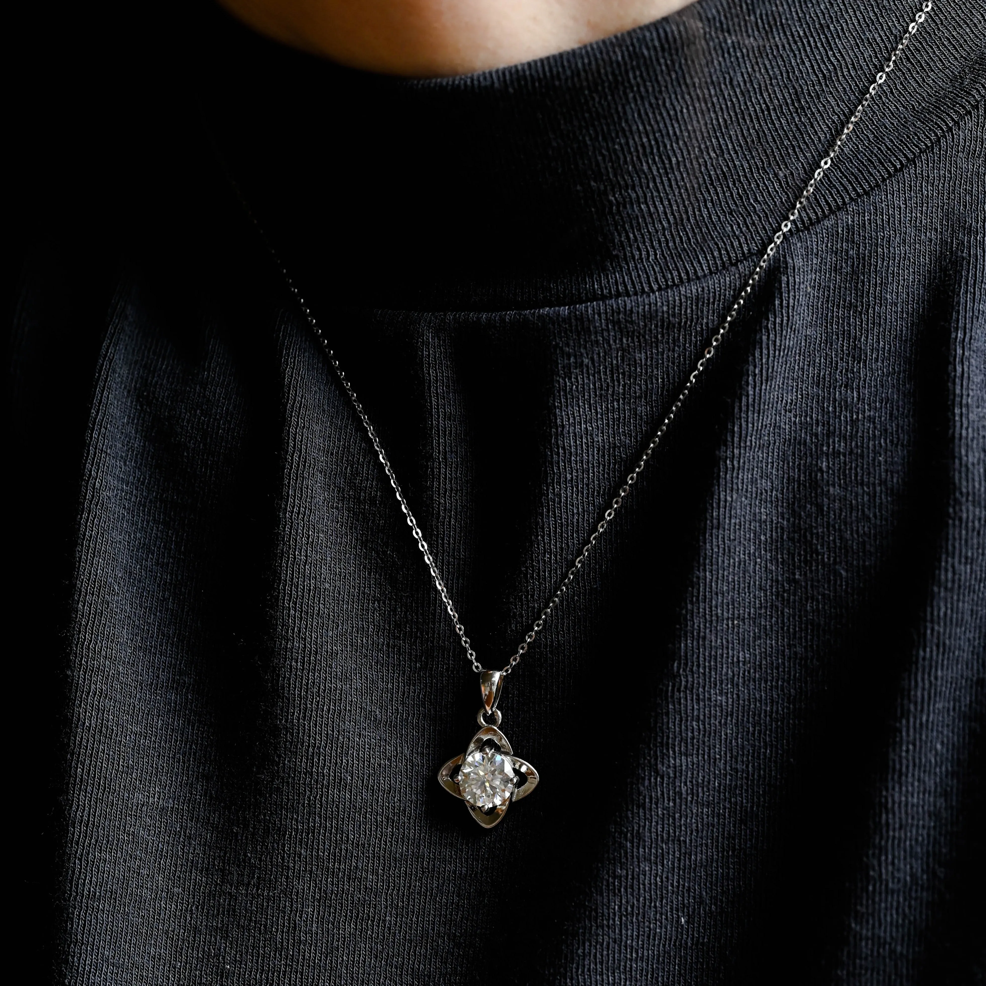 Solid Gold Round Cut Moissanite Pendant, Wedding Necklace, Anniversary Gifts for Women sold by Causyou product image thumbnail 2