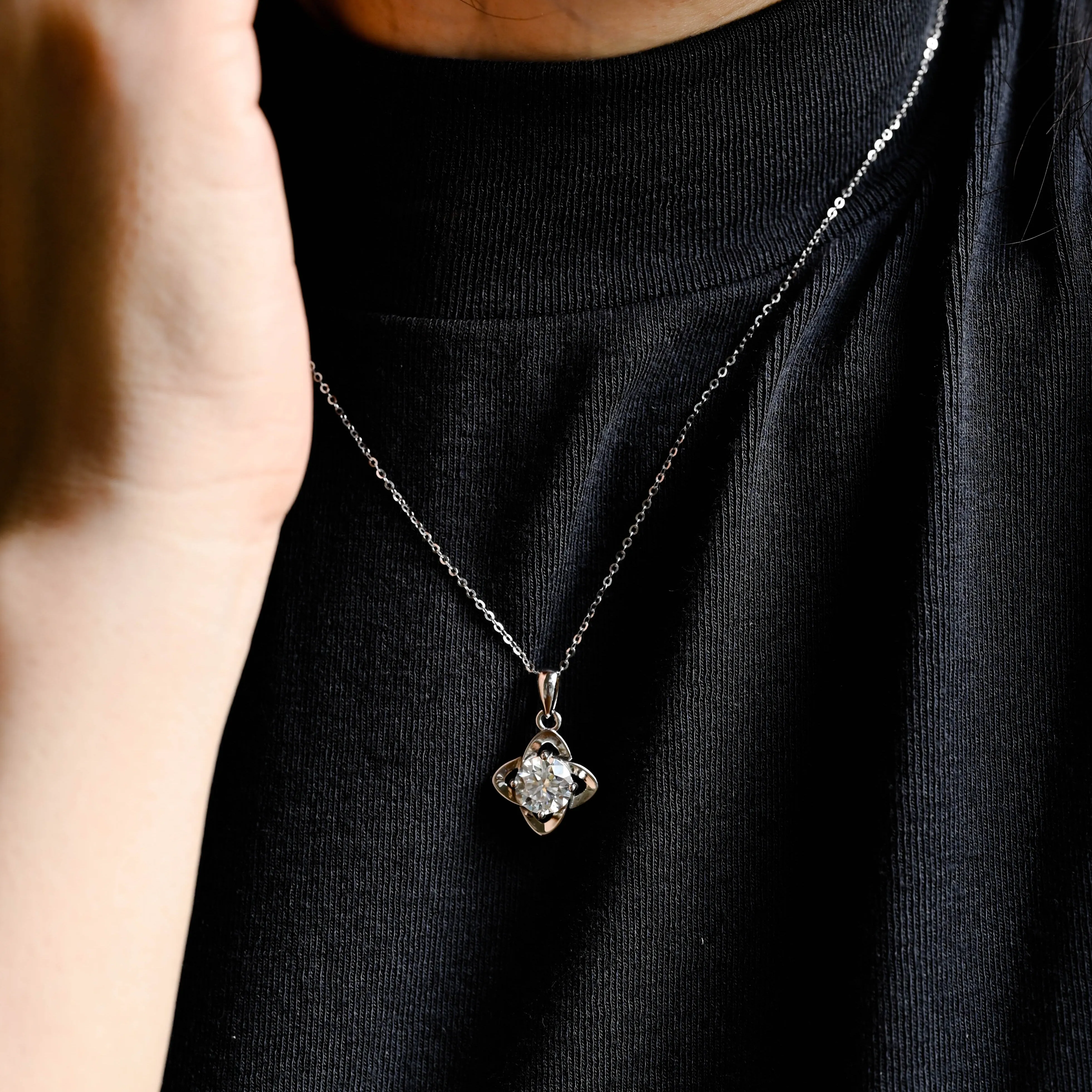 Solid Gold Round Cut Moissanite Pendant, Wedding Necklace, Anniversary Gifts for Women sold by Causyou product image thumbnail 3