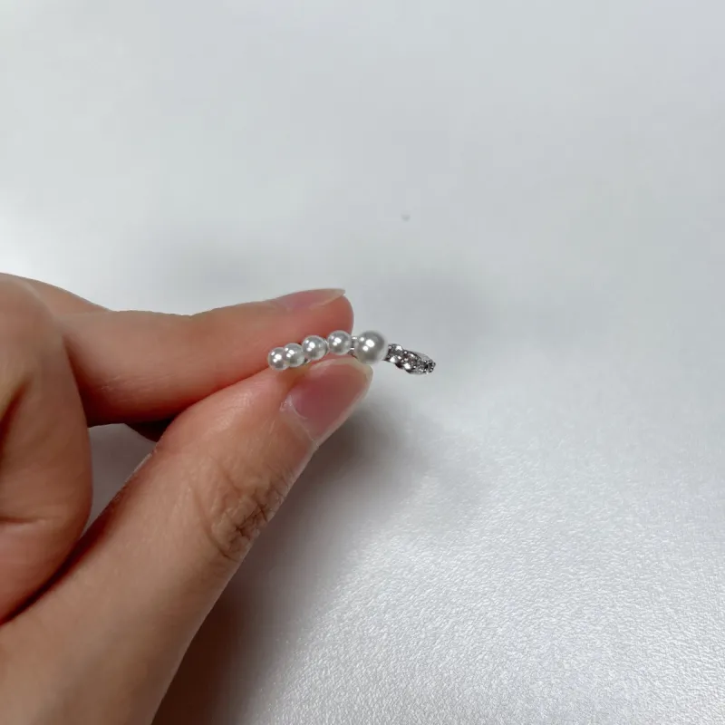 CausYou Solid Gold Round Cut Moissanite & Pearl Wedding Band made by Causyou