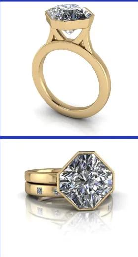 Custom Order for Kathryn: Bezel Setting 10K Solid Gold Ring Set sold by Causyou