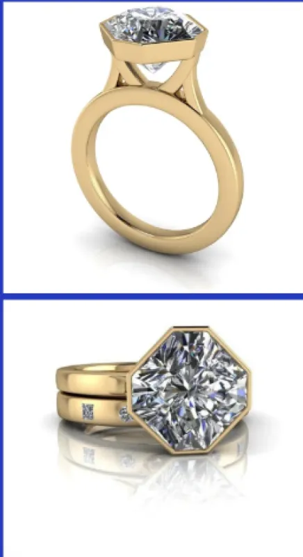 Custom Order for Kathryn: Radiant moissanite engagement ring and wedding band made by Causyou