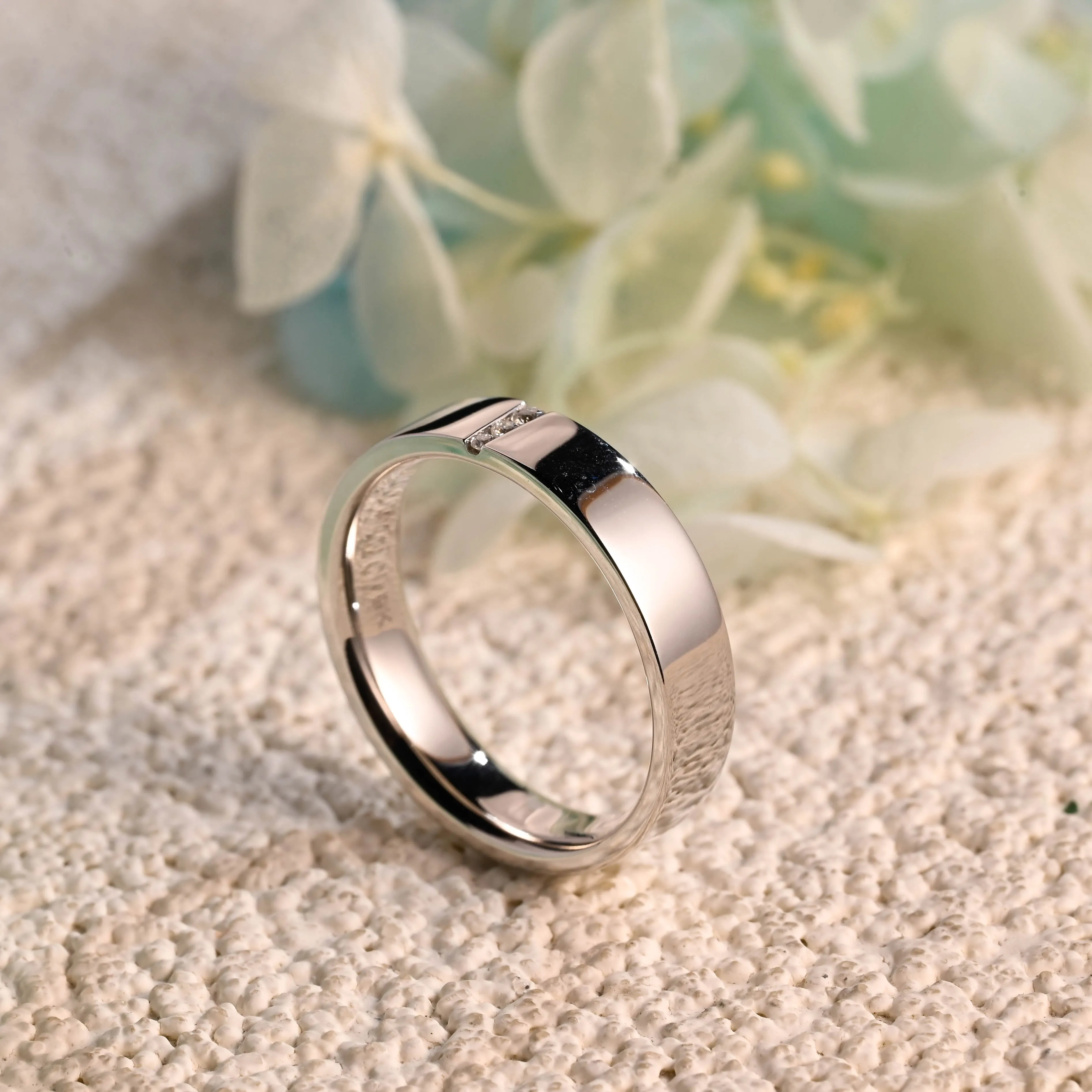 Solid Gold 5mm Width Round Cut Moissanite Wedding Ring Men sold by Causyou product image thumbnail 4