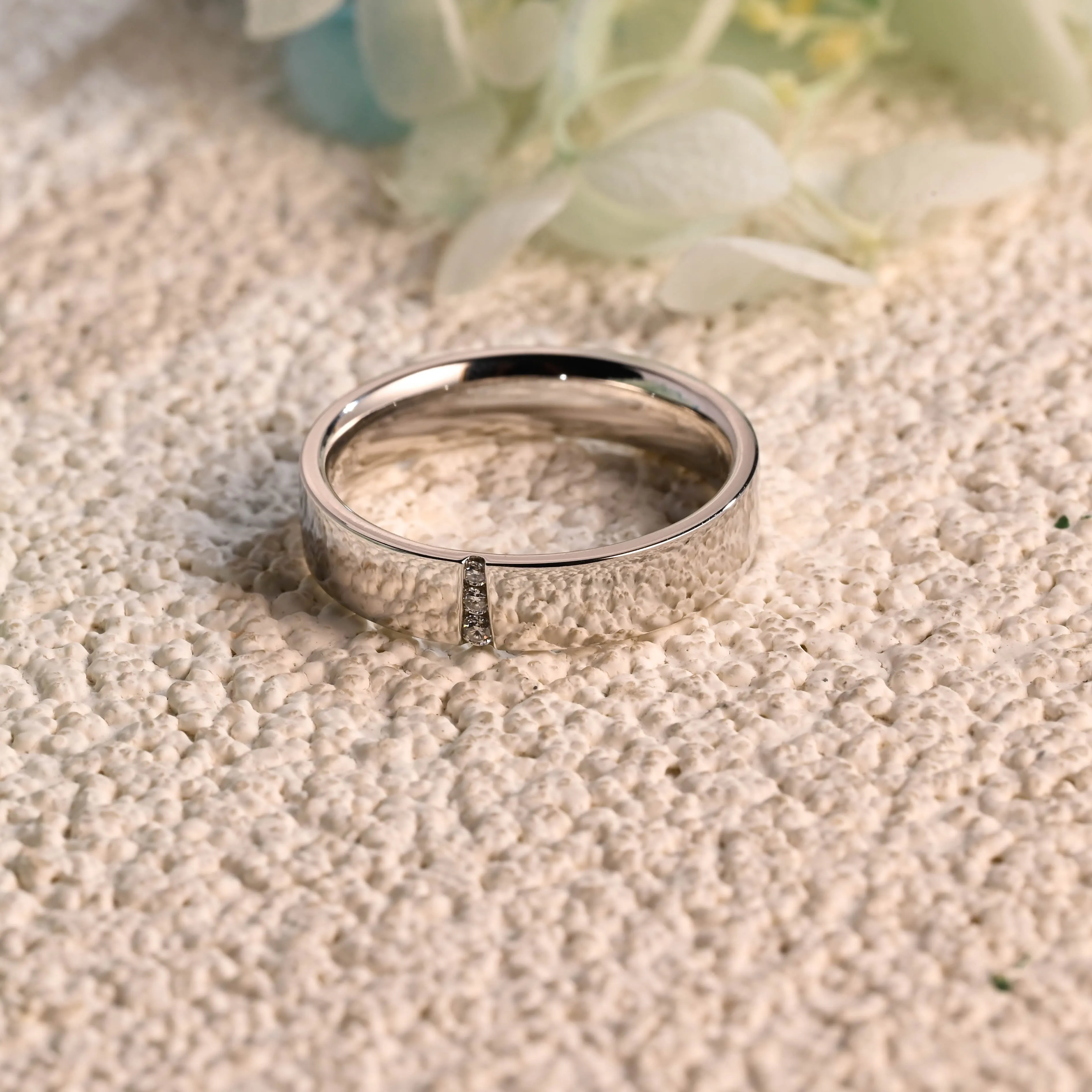 Solid Gold 5mm Width Round Cut Moissanite Wedding Ring Men sold by Causyou