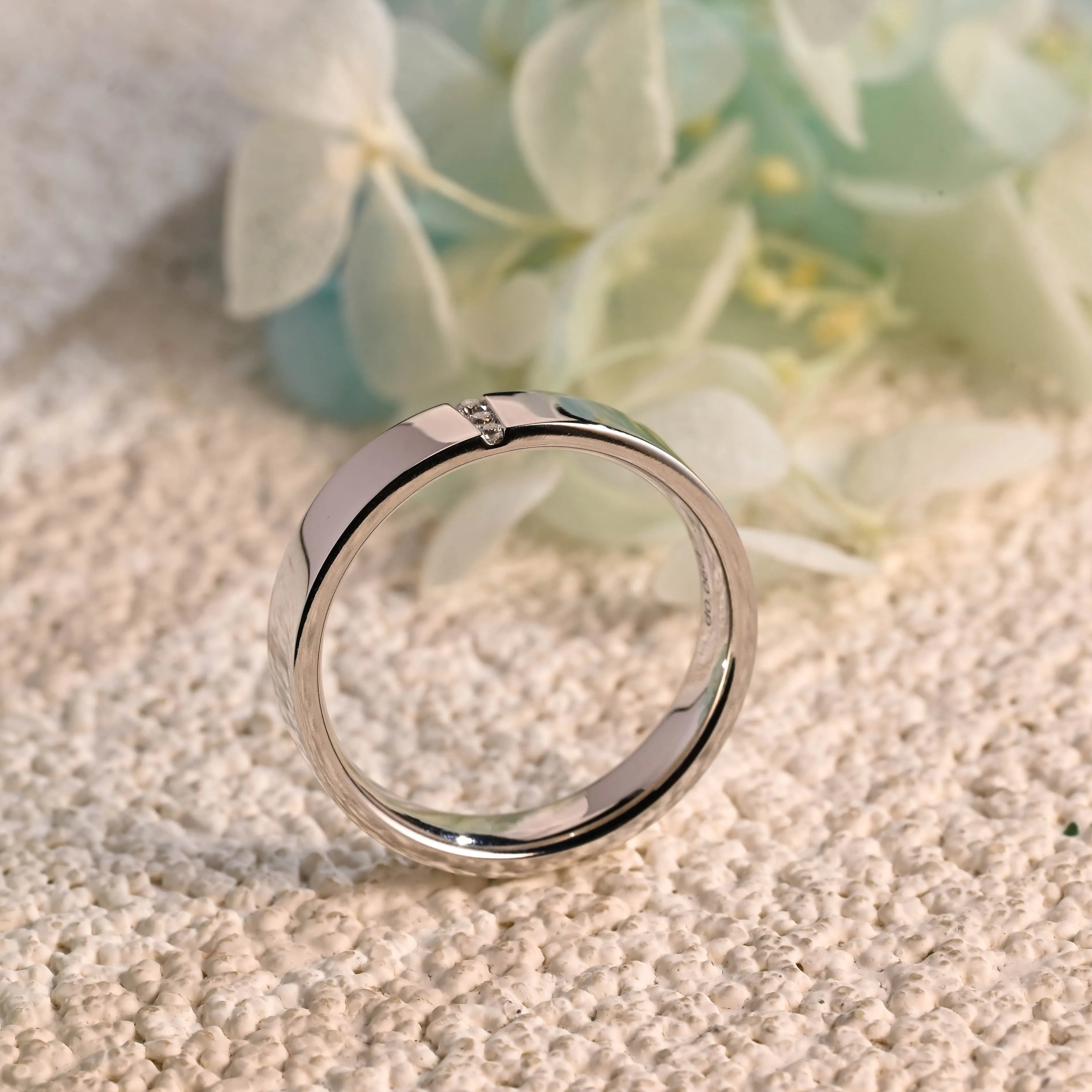 Solid Gold 5mm Width Round Cut Moissanite Wedding Ring Men sold by Causyou product image thumbnail 5