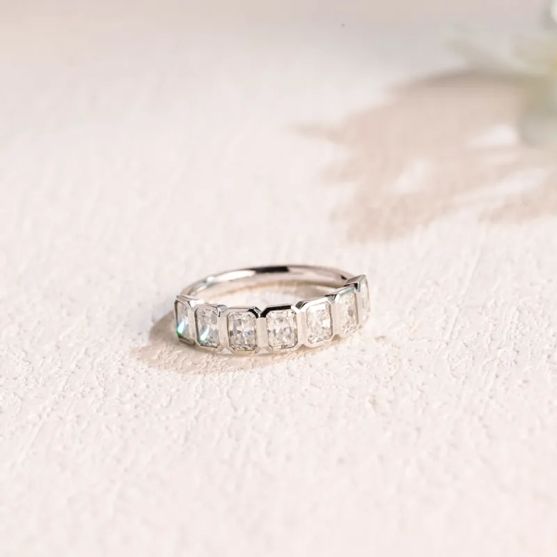 CausYou Solid Gold 3*4mm Radiant Cut Moissanite Wedding Band, Stacking Wedding Ring, Matching Band, Gift for Women, Wife sold by Causyou