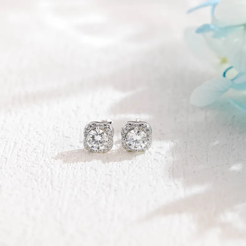 Solid Gold Round Cut Moissanite Earrings Studs, Wedding Studs, Anniversary Gift for Women, Wife sold by Causyou