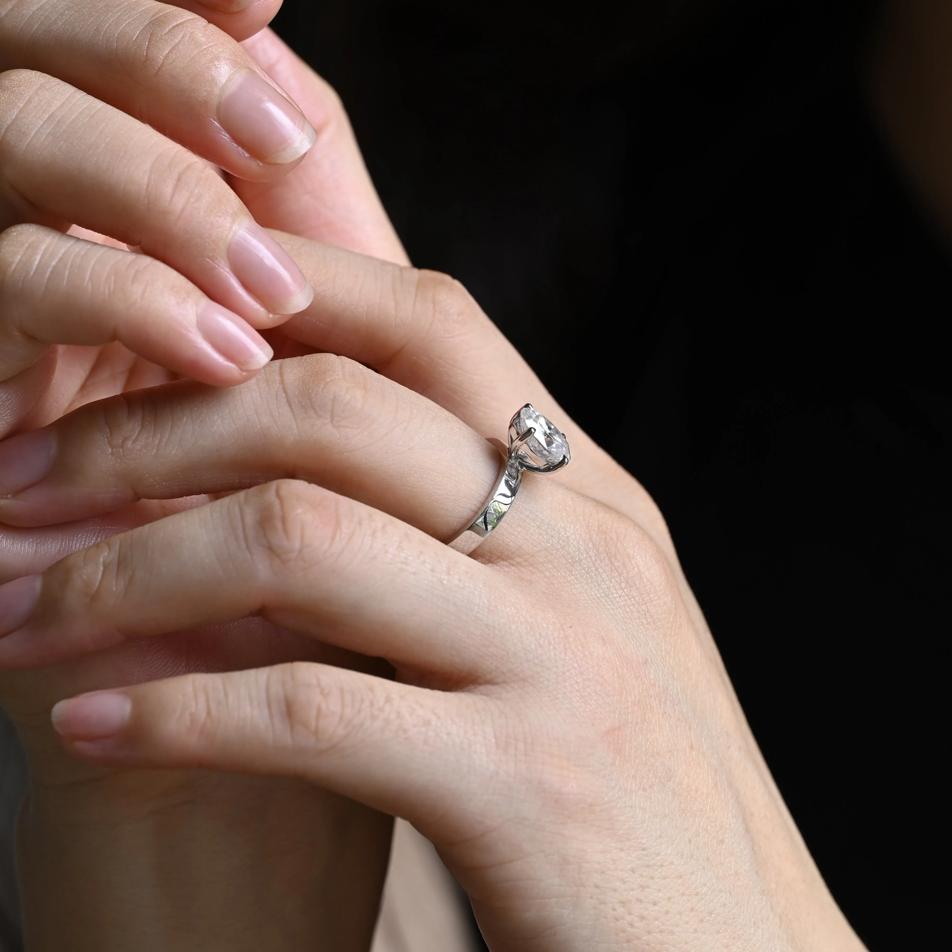 CausYou Solid Gold 3mm Width Oval Cut Moissanite Engagement Ring, Solitaire Ring sold by Causyou product image thumbnail 3