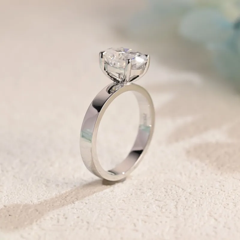 CausYou Solid Gold 3mm Width Oval Cut Moissanite Engagement Ring, Solitaire Ring sold by Causyou