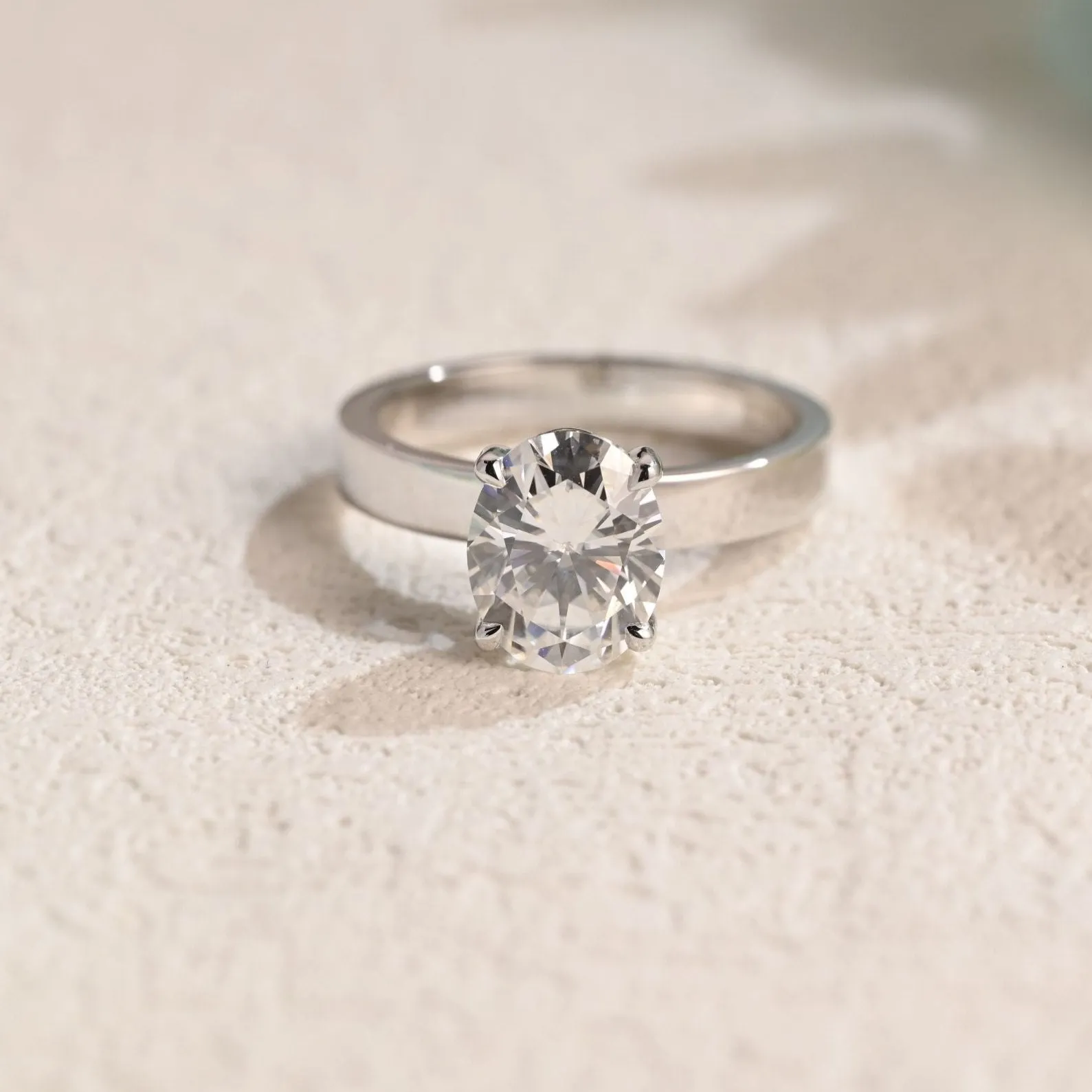 CausYou Solid Gold 3mm Width Oval Cut Moissanite Engagement Ring, Solitaire Ring sold by Causyou product image thumbnail 5