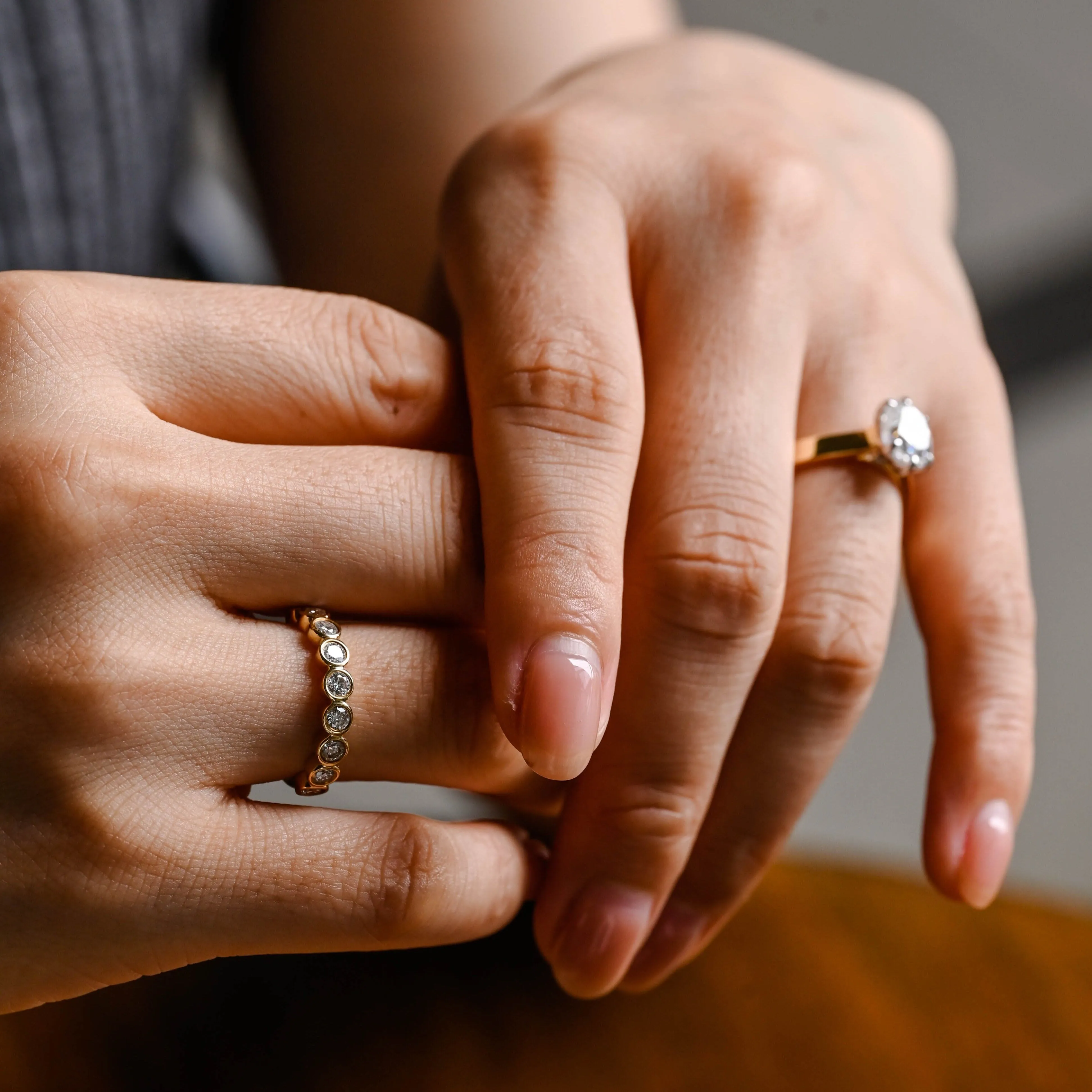 CausYou Solid Gold Two Tone Oval Cut Moissanite Engagement Ring, Solitaire Ring, Gift for Women Wife sold by Causyou product image thumbnail 3