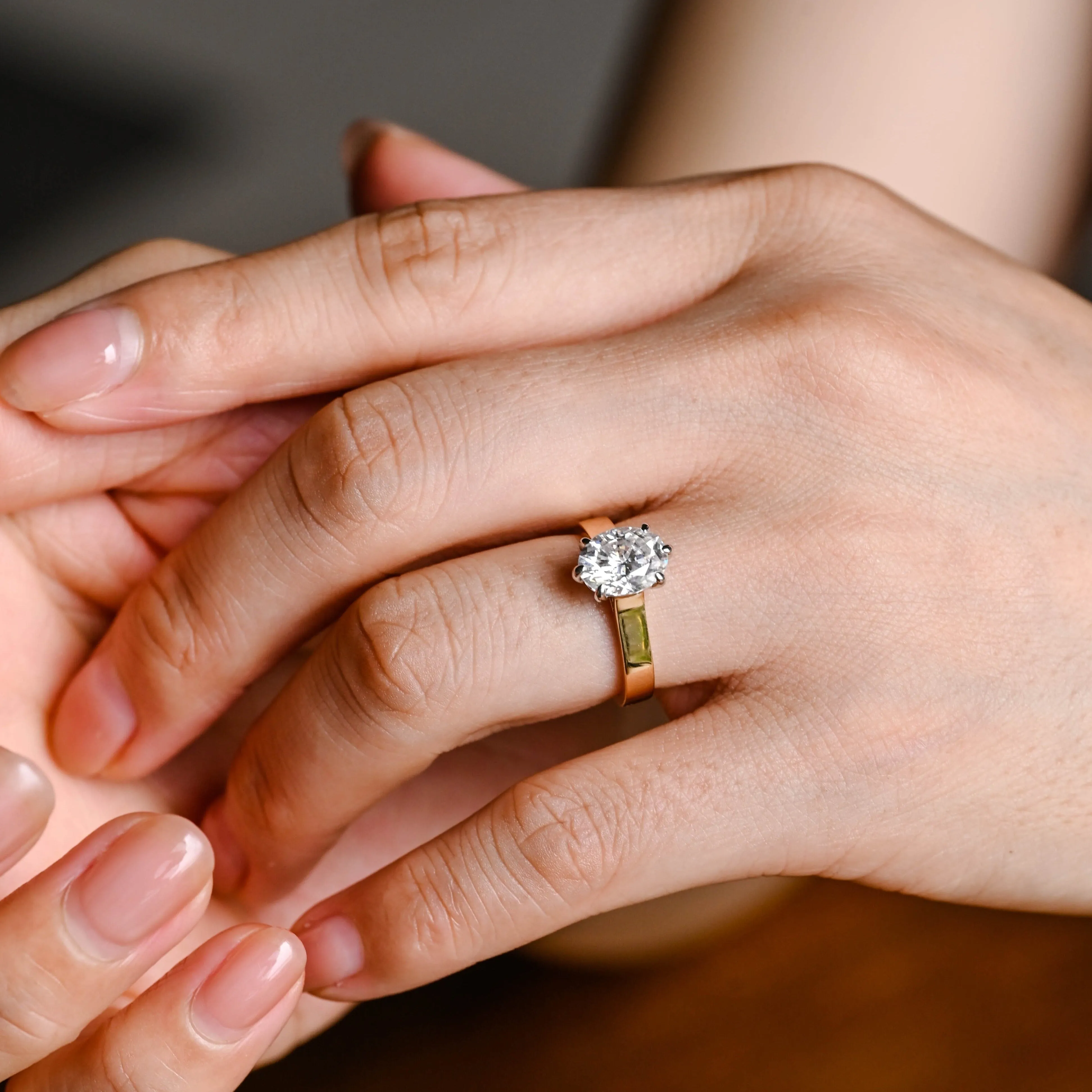 CausYou Solid Gold Two Tone Oval Cut Moissanite Engagement Ring, Solitaire Ring, Gift for Women Wife sold by Causyou product image thumbnail 4