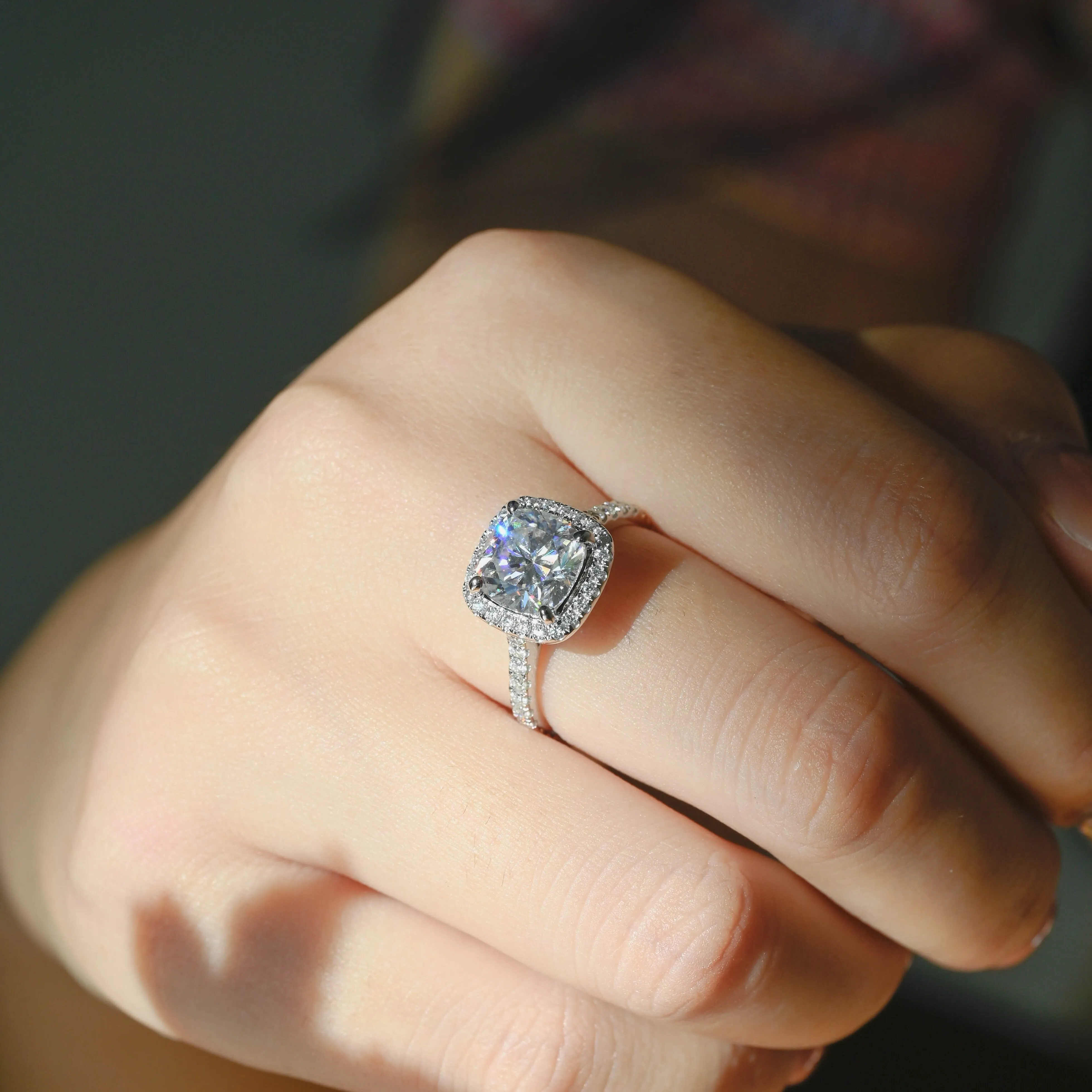 Solid Gold Cushion Cut Moissanite Engagement Ring, Promise Ring, Proposal Ring, Gift for Women Wife sold by Causyou product image thumbnail 4