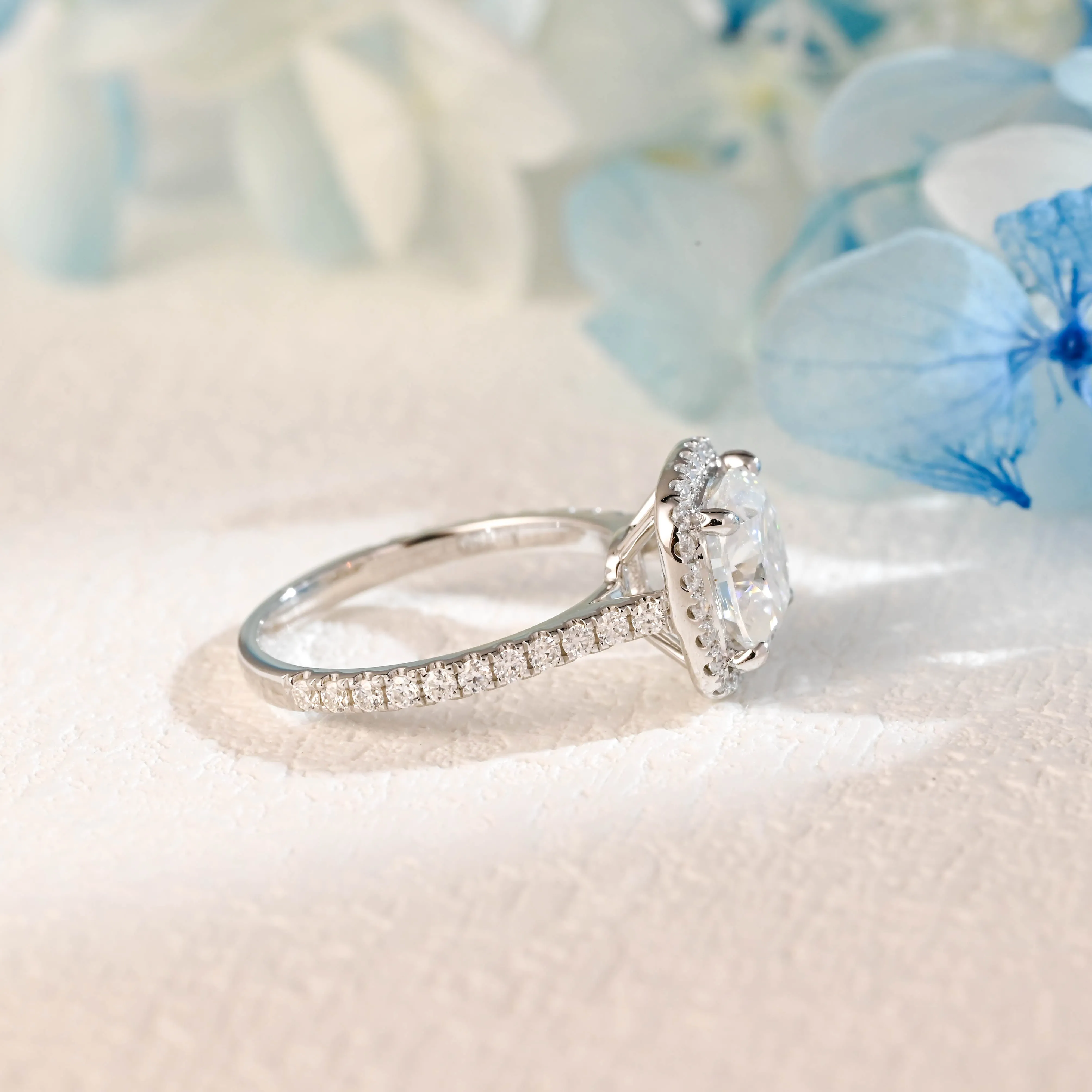 Solid Gold Cushion Cut Moissanite Engagement Ring, Promise Ring, Proposal Ring, Gift for Women Wife sold by Causyou product image thumbnail 5