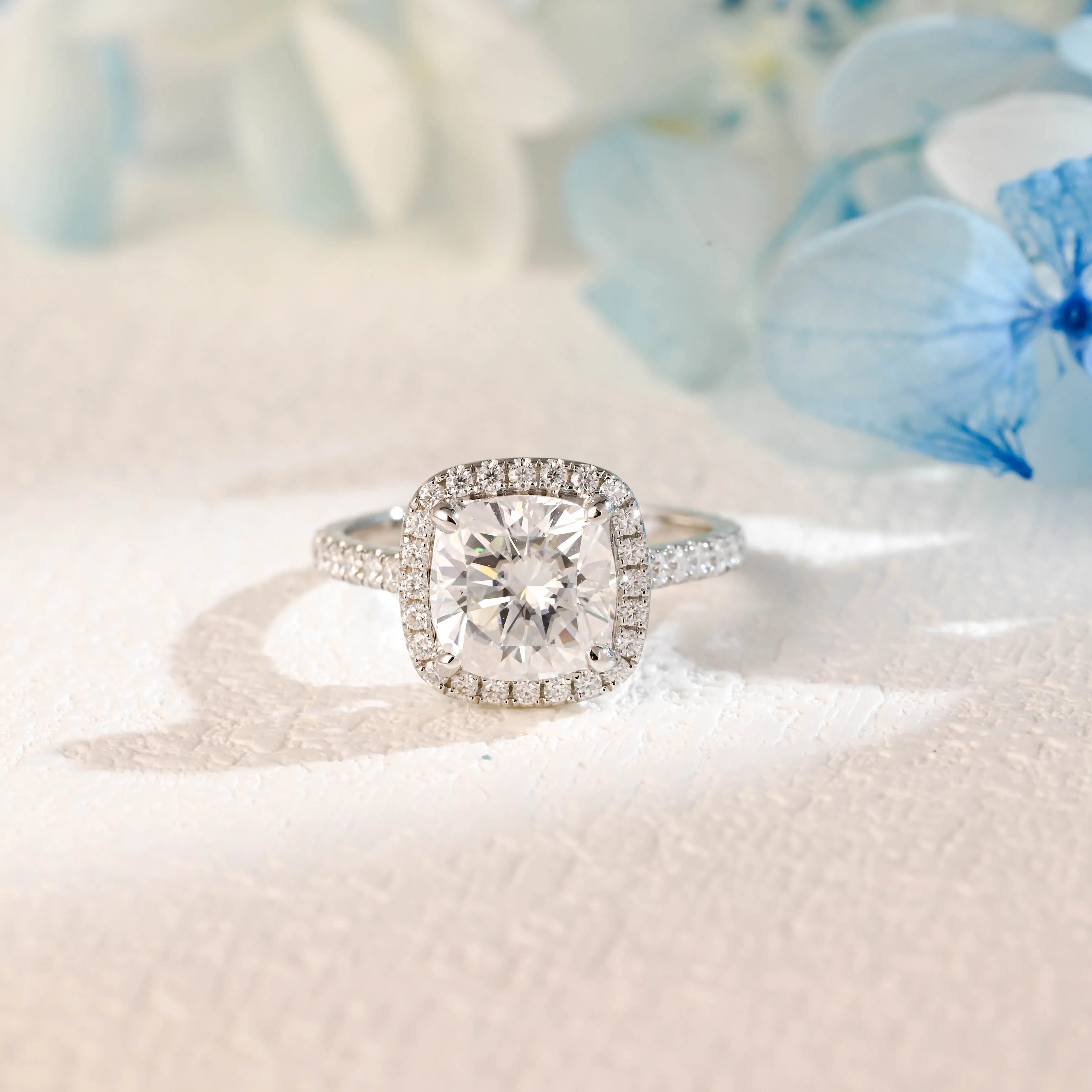 Solid Gold Cushion Cut Moissanite Engagement Ring, Promise Ring, Proposal Ring, Gift for Women Wife sold by Causyou