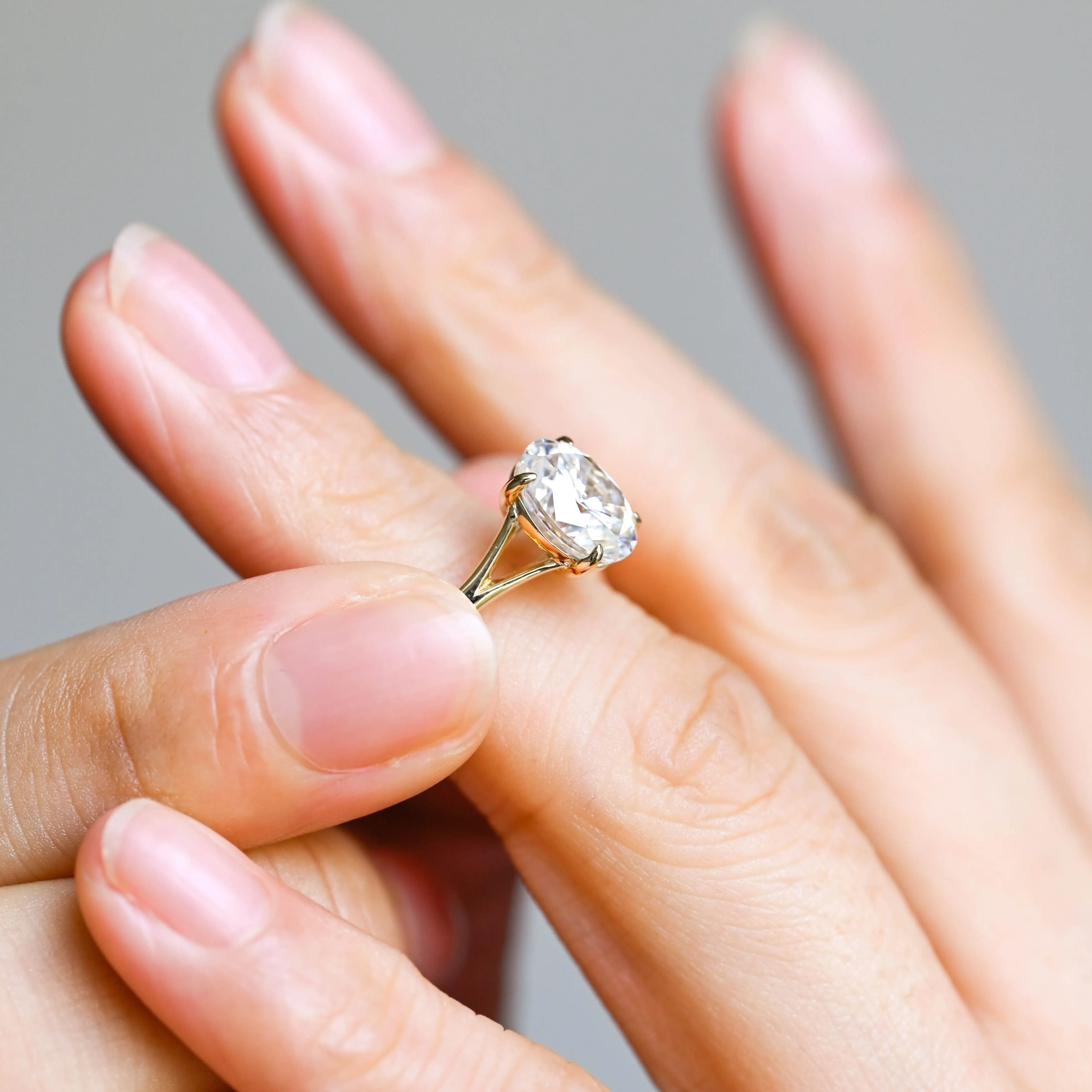 Solid Gold Oval Cut Moissanite Engagement Ring, Solitaire Promise Ring, Gift for Women Wife sold by Causyou product image thumbnail 3