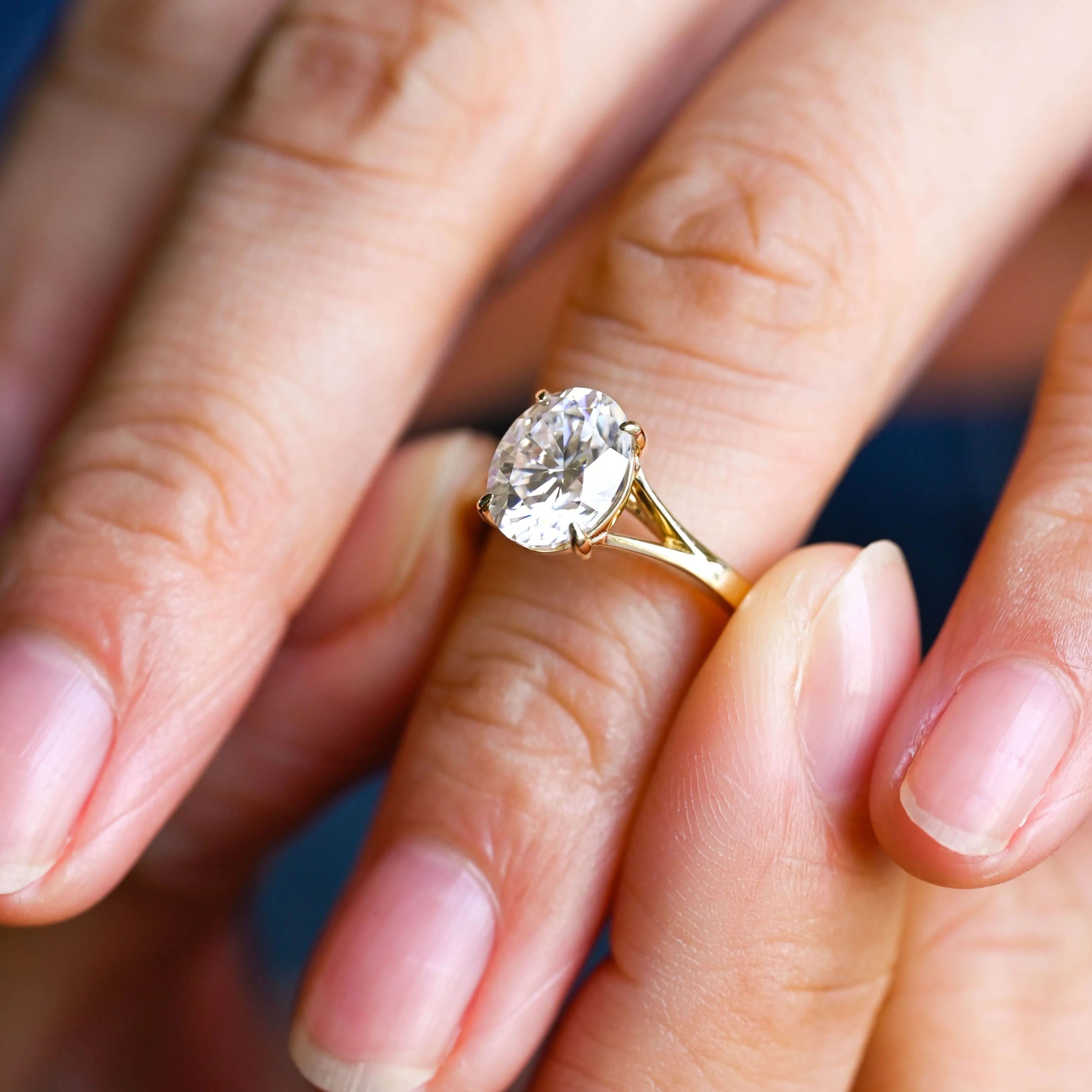 Solid Gold Oval Cut Moissanite Engagement Ring, Solitaire Promise Ring, Gift for Women Wife sold by Causyou product image thumbnail 2