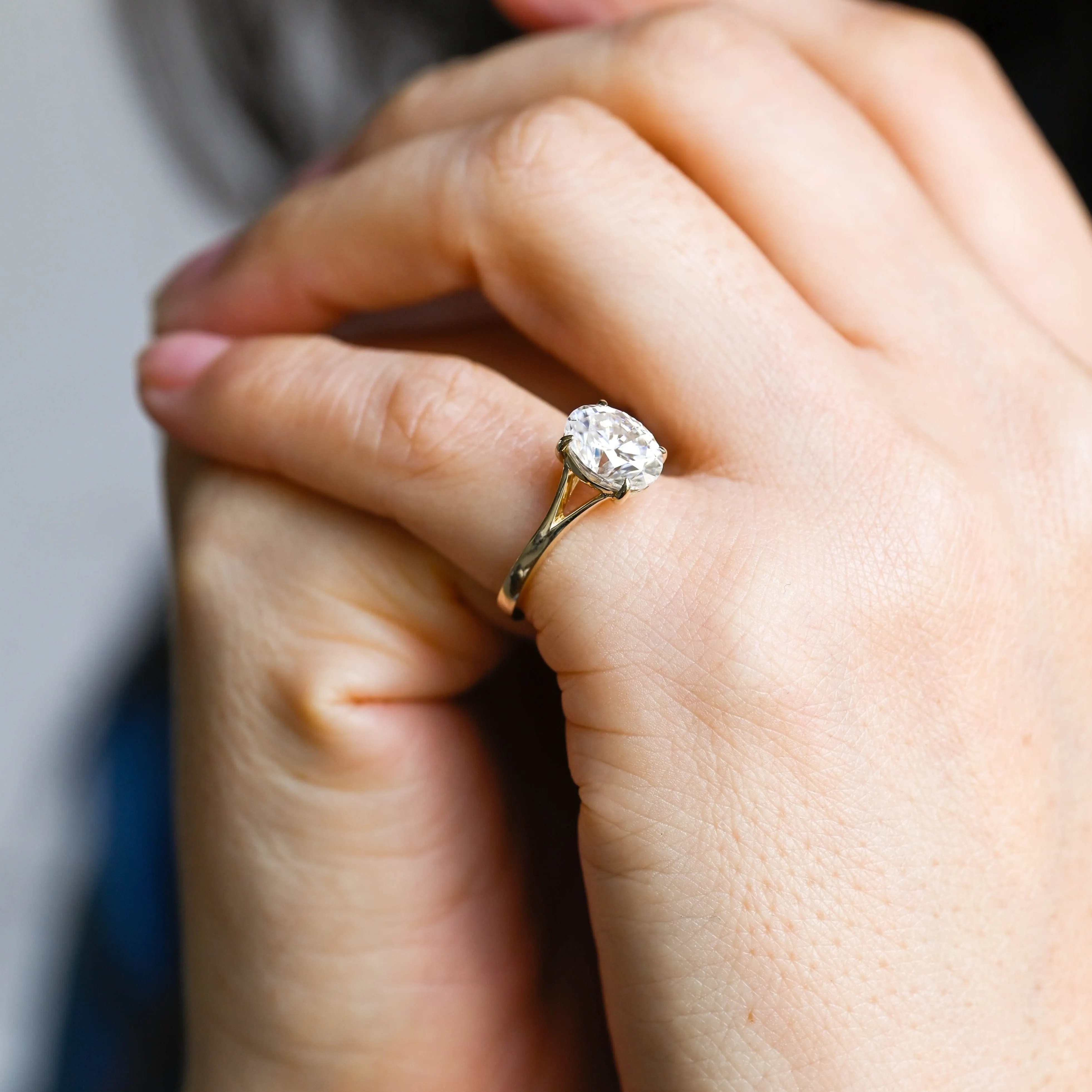 Solid Gold Oval Cut Moissanite Engagement Ring, Solitaire Promise Ring, Gift for Women Wife sold by Causyou product image thumbnail 4