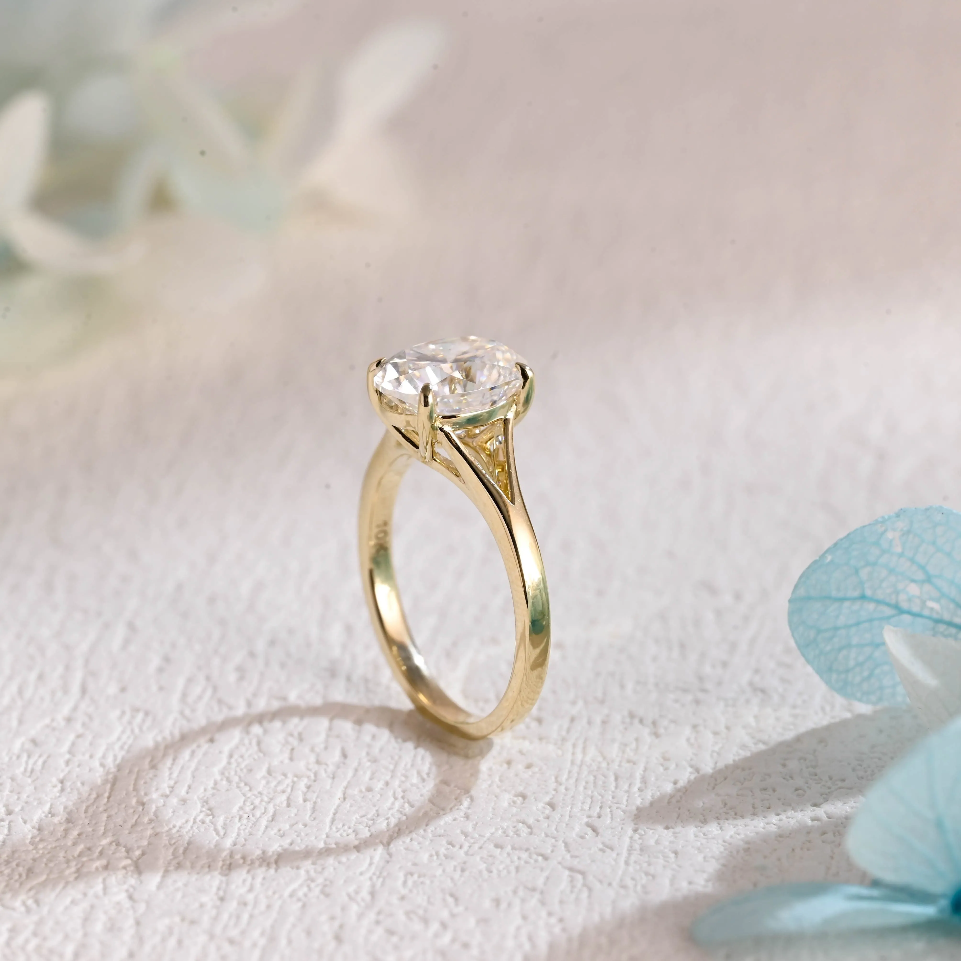 Solid Gold Oval Cut Moissanite Engagement Ring, Solitaire Promise Ring, Gift for Women Wife sold by Causyou product image thumbnail 5