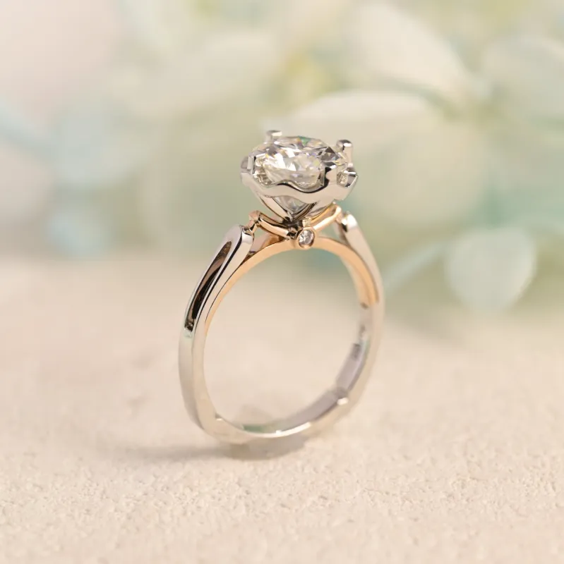 Solid Gold Round Cut Moissanite Engagement Ring, Promise Ring, Proposal Ring, Gift for Women Wife sold by Causyou