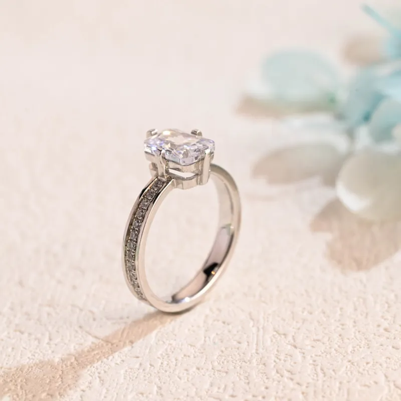 Solid Gold Radiant Cut Moissanite Engagement Ring, Promise Ring, Wedding Ring, Gift for Women Wife made by Causyou