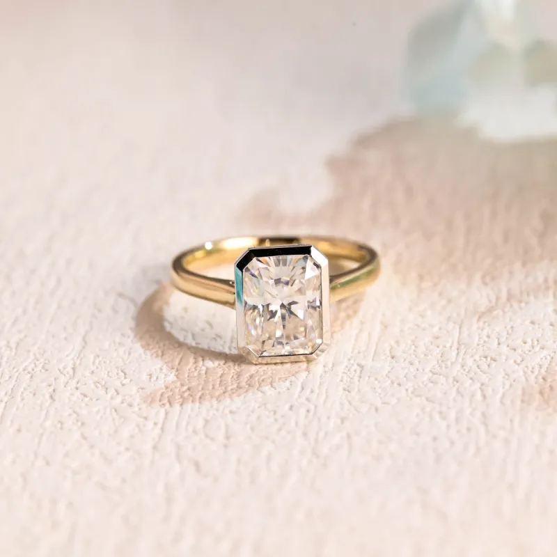 Solid Gold Radiant Cut Moissanite Engagement Ring, Solitaire Promise Ring, Proposal Ring, Gift for Women Wife made by Causyou