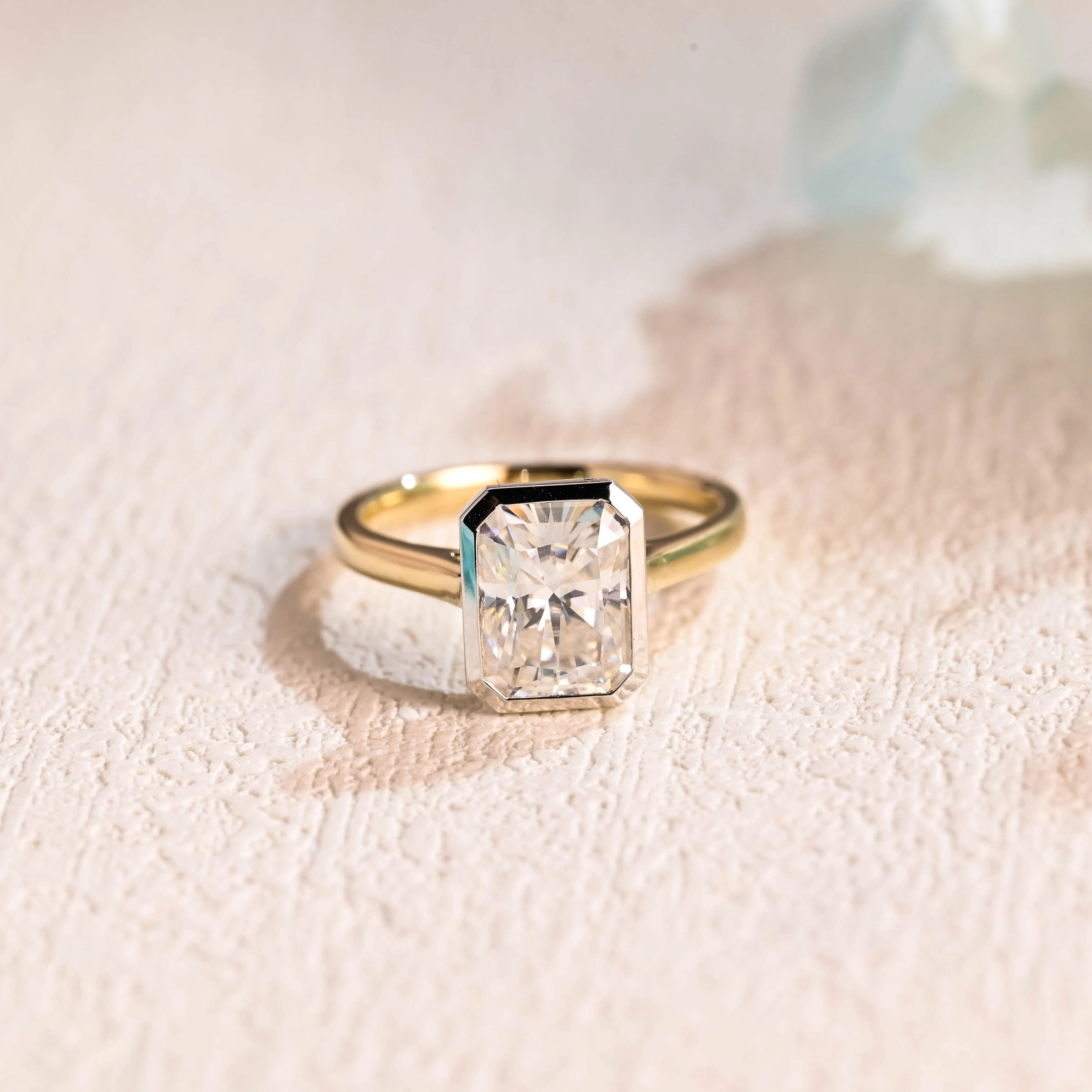 Solid Gold Radiant Cut Moissanite Engagement Ring, Solitaire Promise Ring, Proposal Ring, Gift for Women Wife sold by Causyou