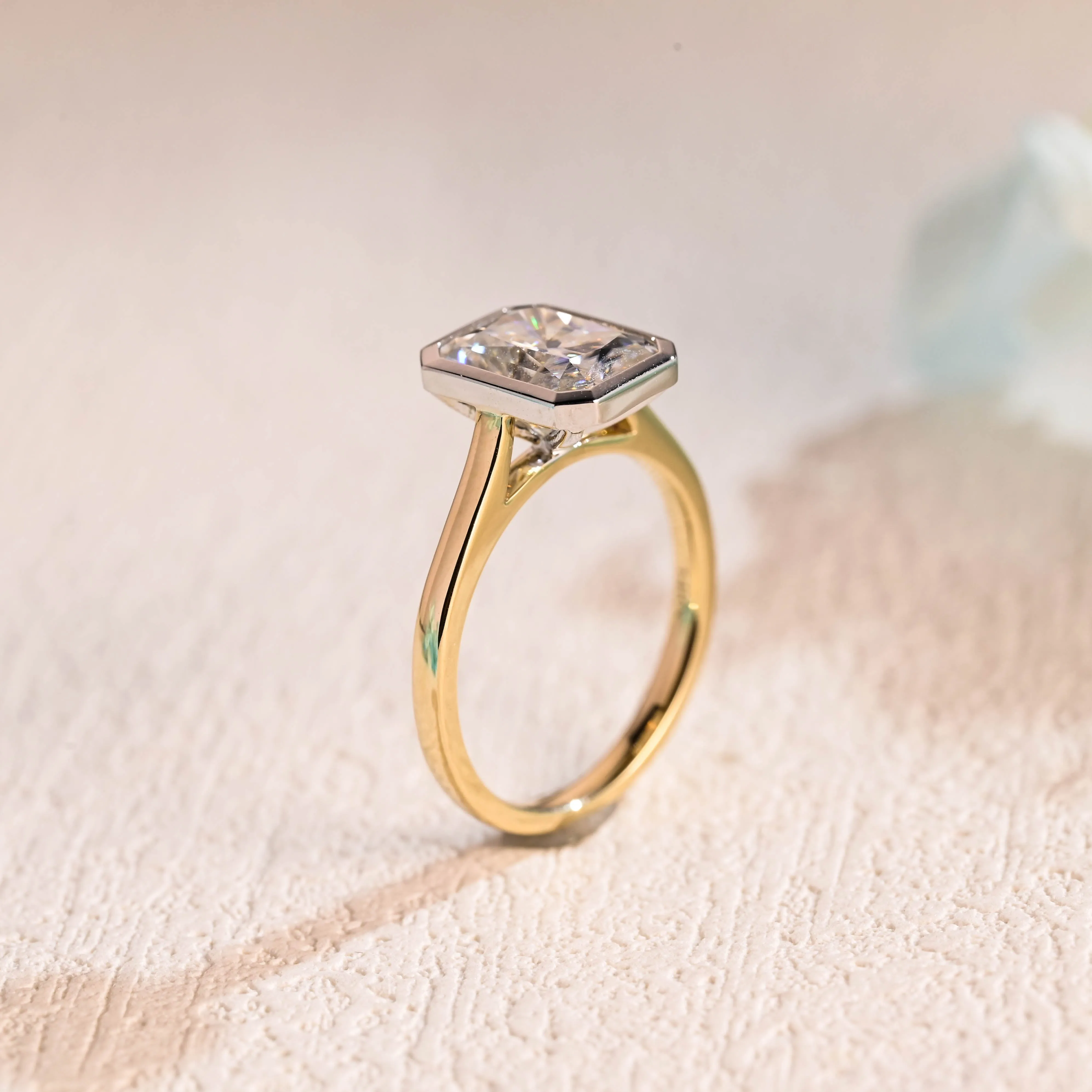 Solid Gold Radiant Cut Moissanite Engagement Ring, Solitaire Promise Ring, Proposal Ring, Gift for Women Wife sold by Causyou product image thumbnail 5