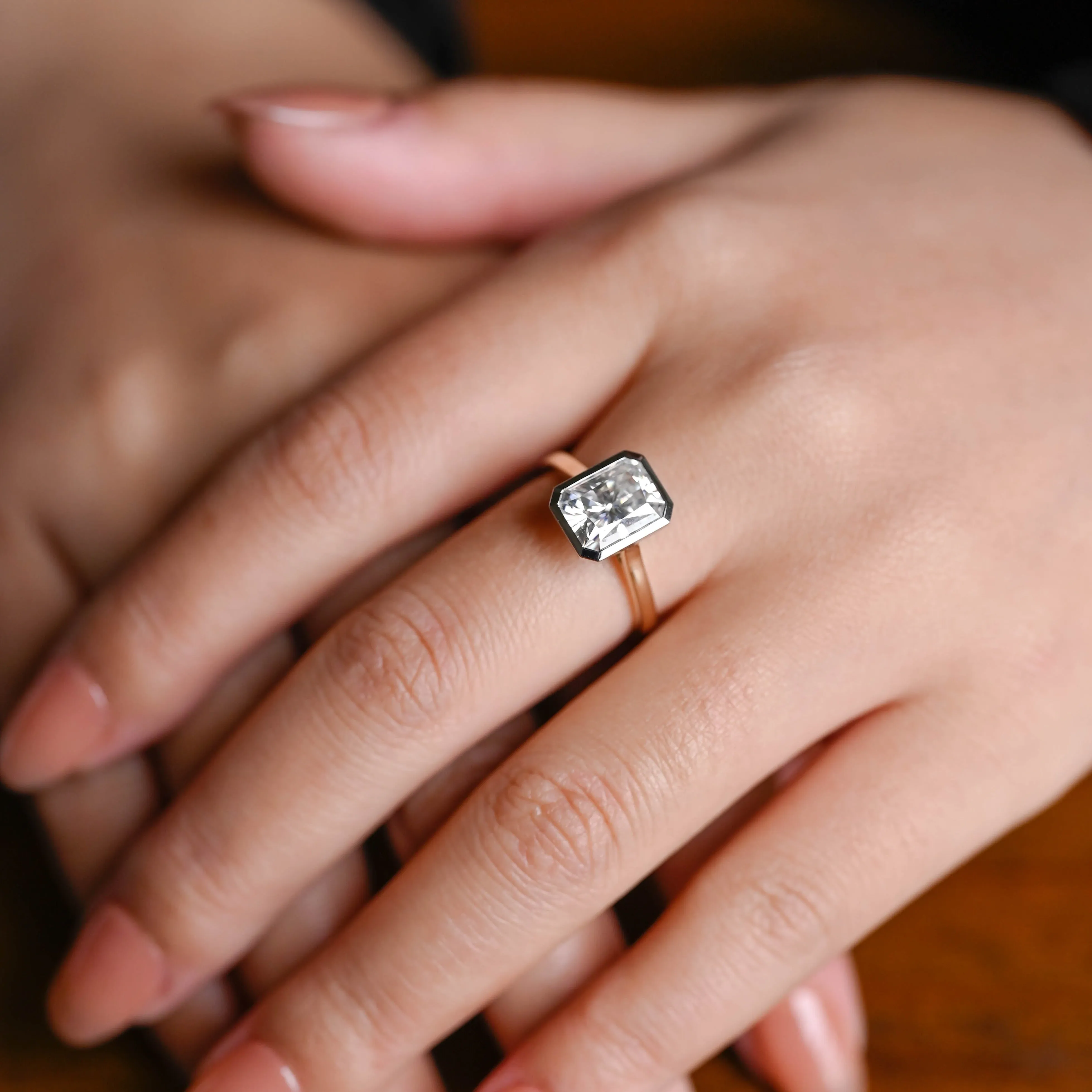 Solid Gold Radiant Cut Moissanite Engagement Ring, Solitaire Promise Ring, Proposal Ring, Gift for Women Wife sold by Causyou product image thumbnail 2