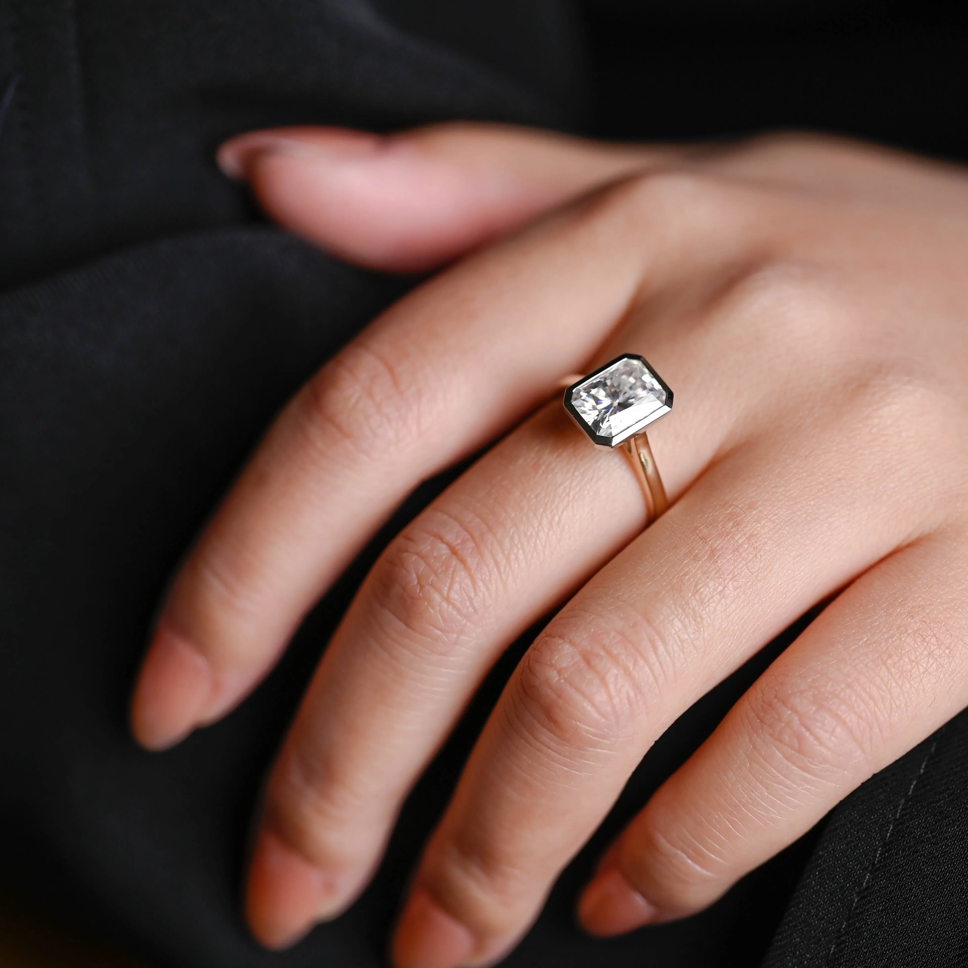 Solid Gold Radiant Cut Moissanite Engagement Ring, Solitaire Promise Ring, Proposal Ring, Gift for Women Wife sold by Causyou product image thumbnail 4
