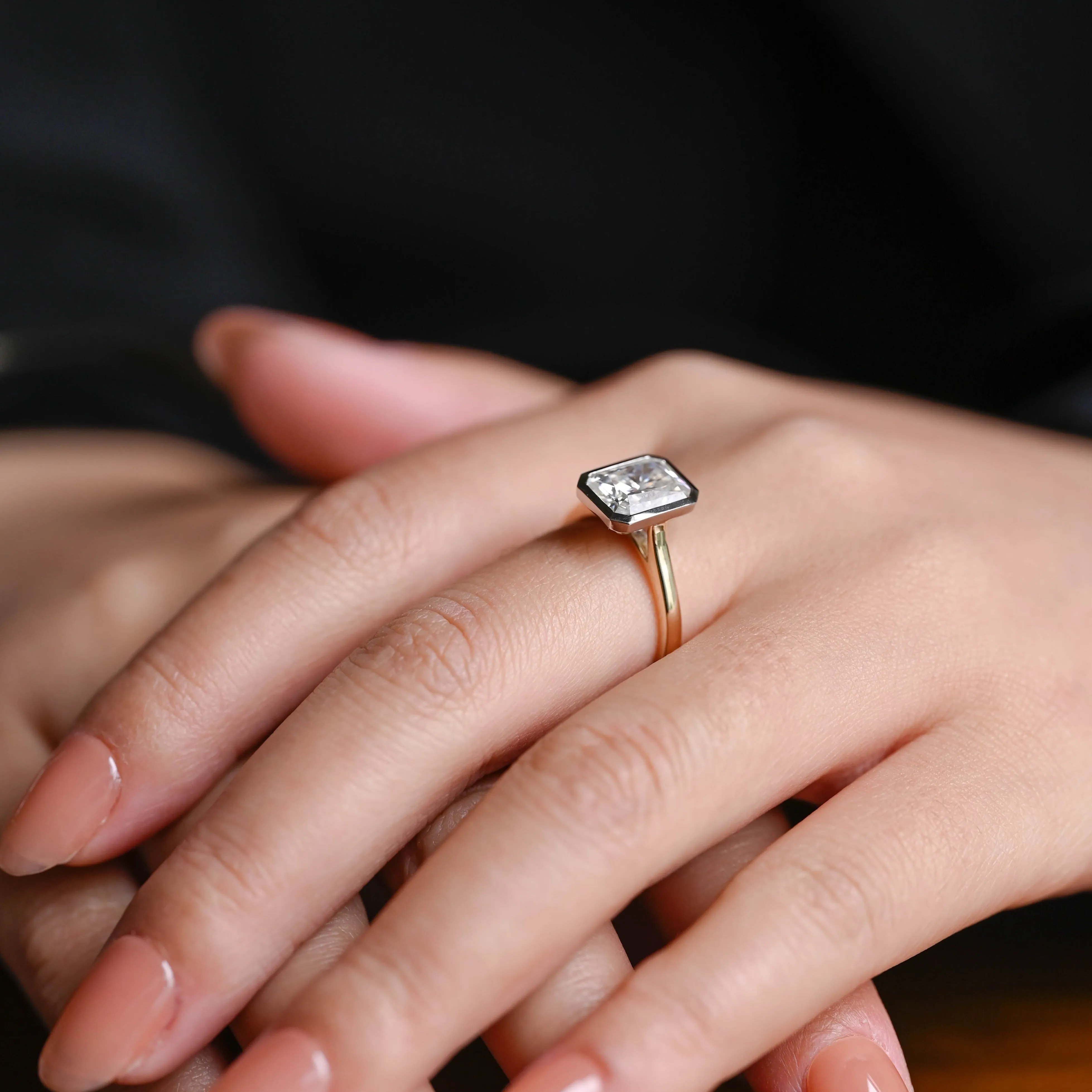 Solid Gold Radiant Cut Moissanite Engagement Ring, Solitaire Promise Ring, Proposal Ring, Gift for Women Wife sold by Causyou product image thumbnail 3