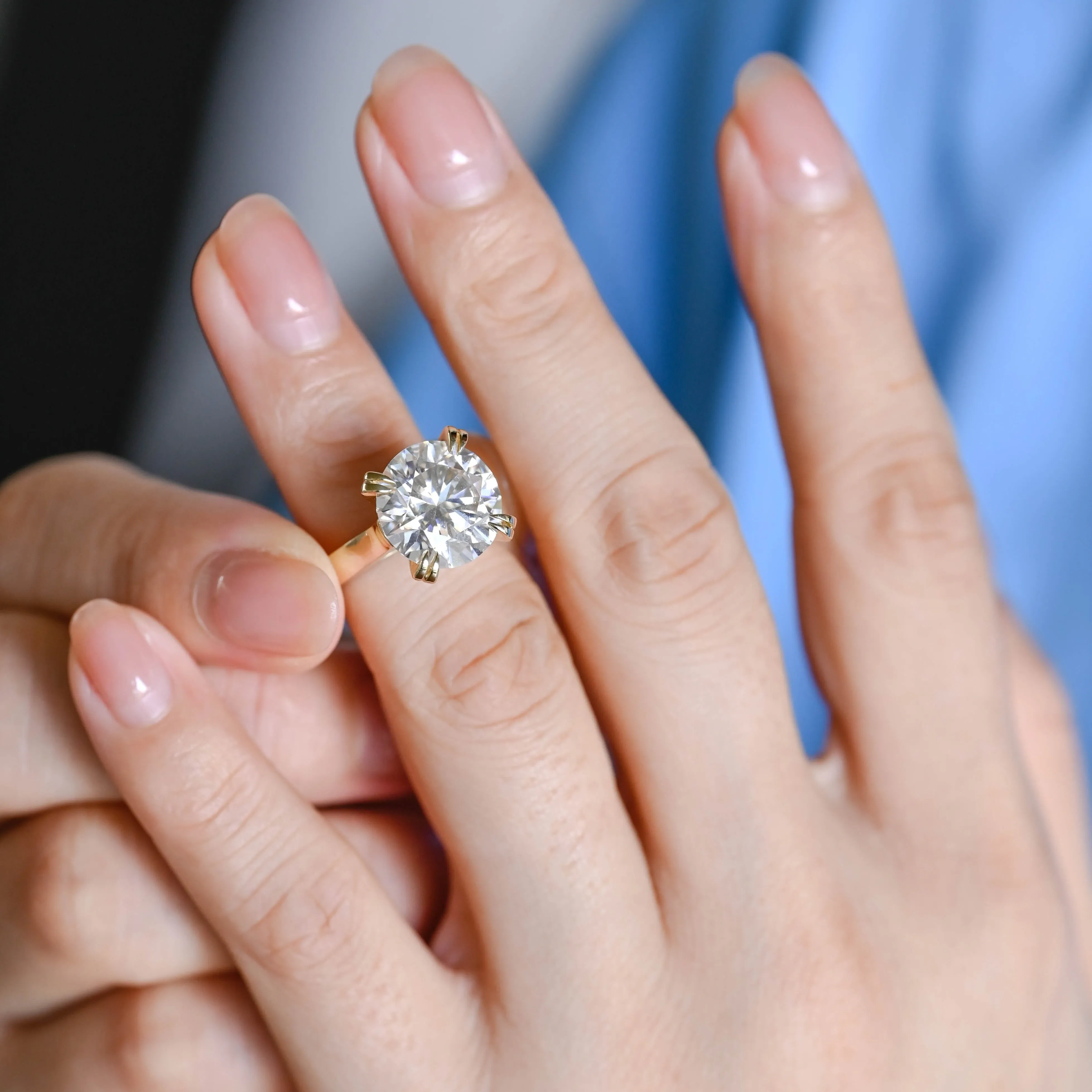 Solid Gold 3mm Width Round Cut Moissanite Engagement Ring, Solitaire Ring High Setting sold by Causyou product image thumbnail 2