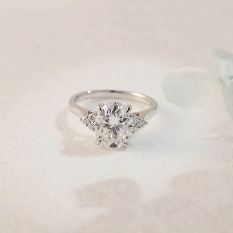 Solid Gold Cathedral Setting Oval Cut Moissanite Engagement Ring sold by Causyou