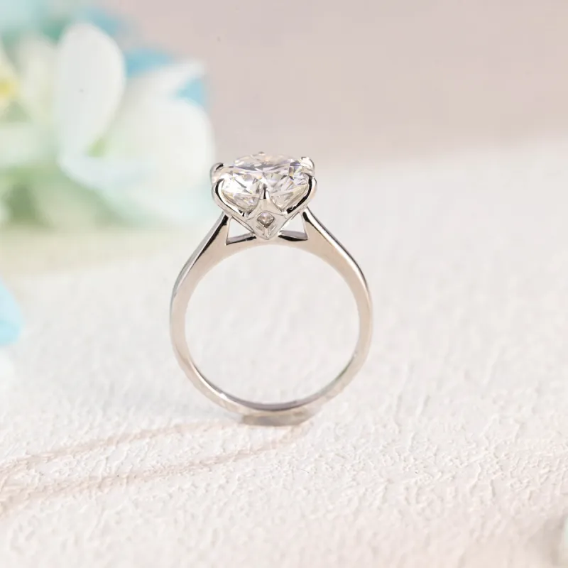 Solid Gold Tulip Setting Solitaire Round Cut Moissanite Engagement Ring sold by Causyou