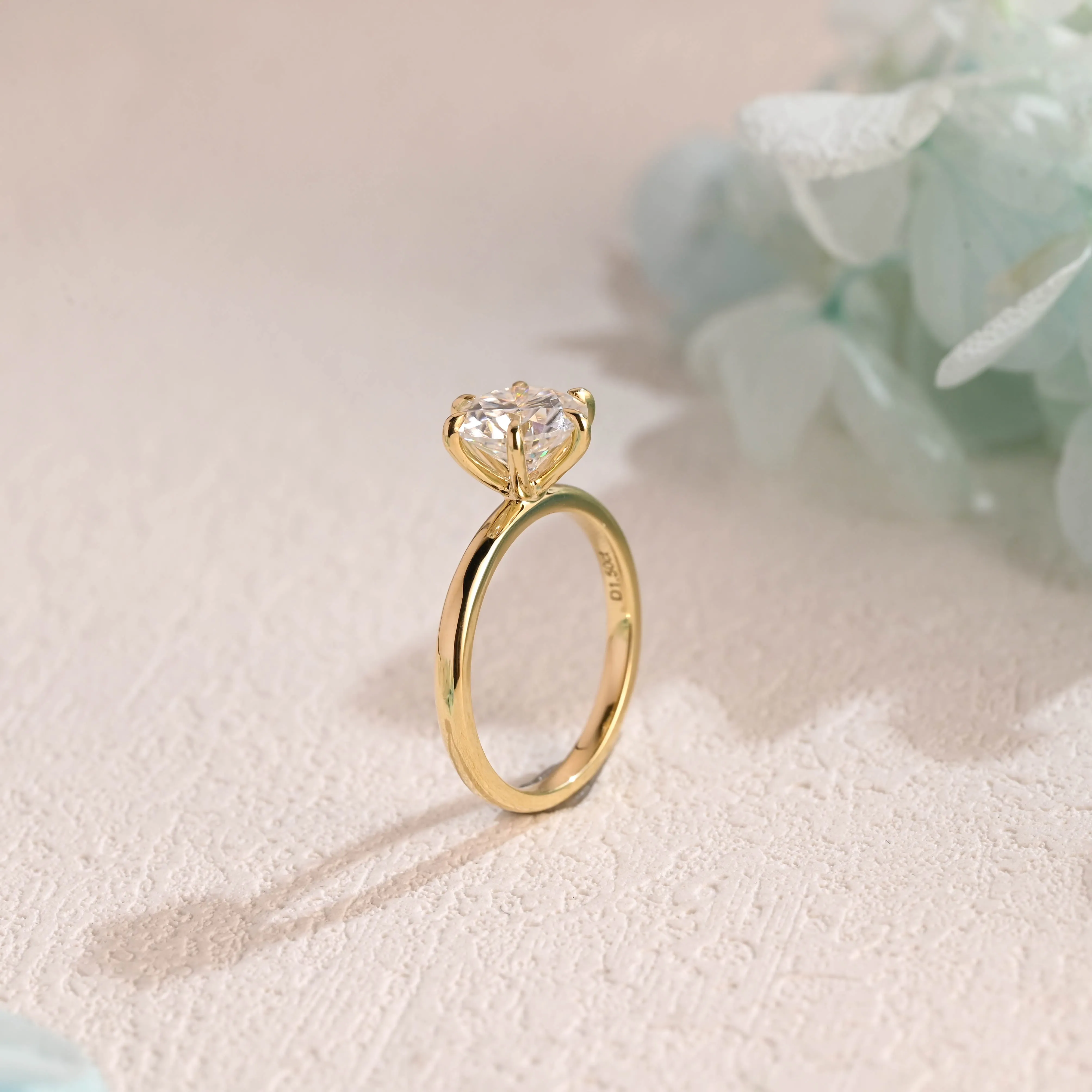 Solid Gold Round Moissanite Engagement Ring, Solitaire Ring sold by Causyou