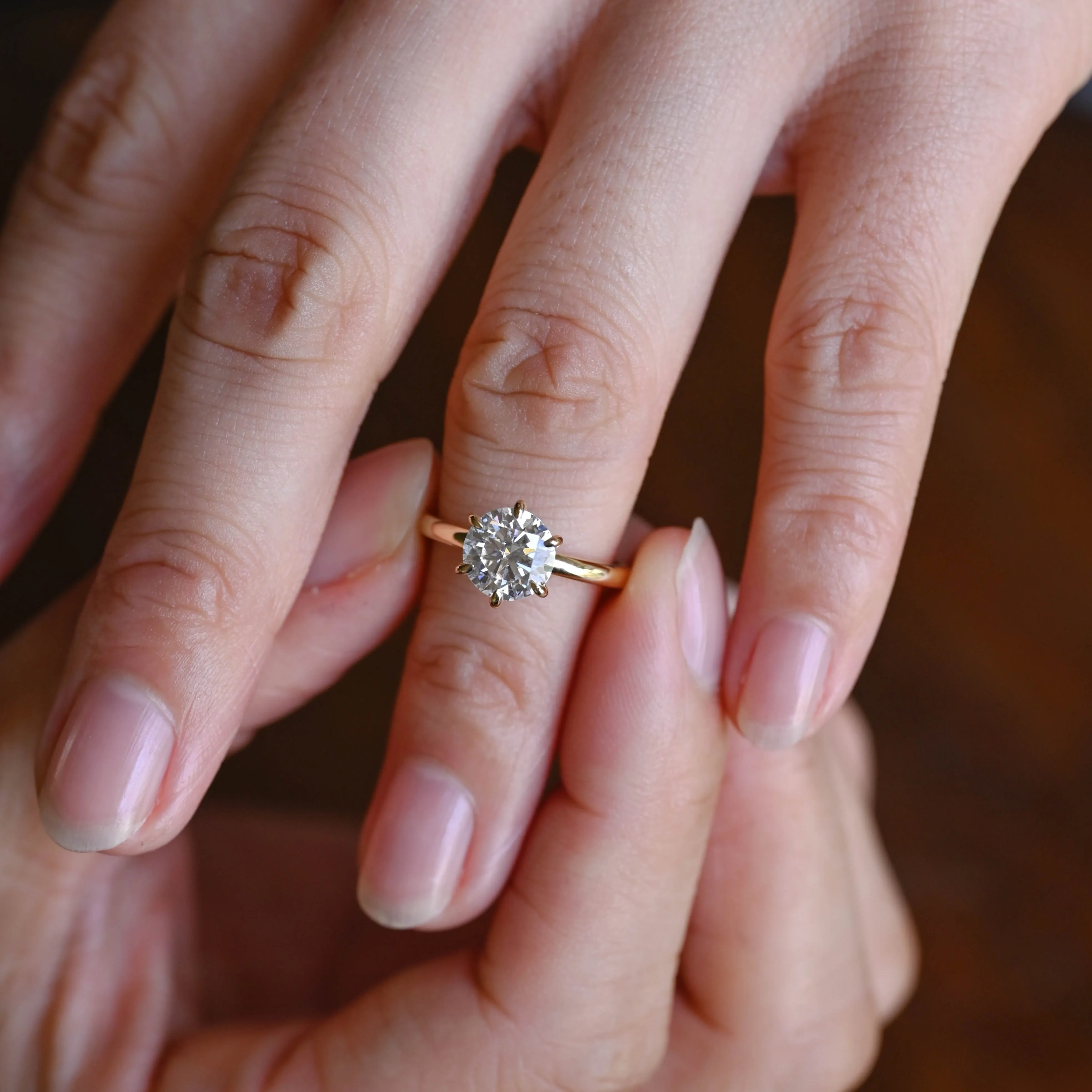 Solid Gold Round Moissanite Engagement Ring, Solitaire Ring sold by Causyou product image thumbnail 2