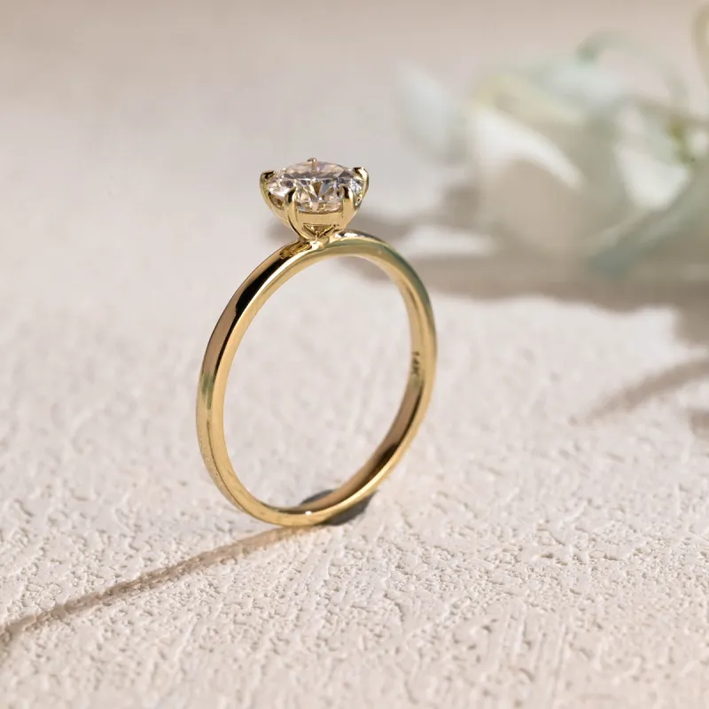 Solid Gold Round Cut Moissanite Engagement Ring, Solitaire Ring sold by Causyou