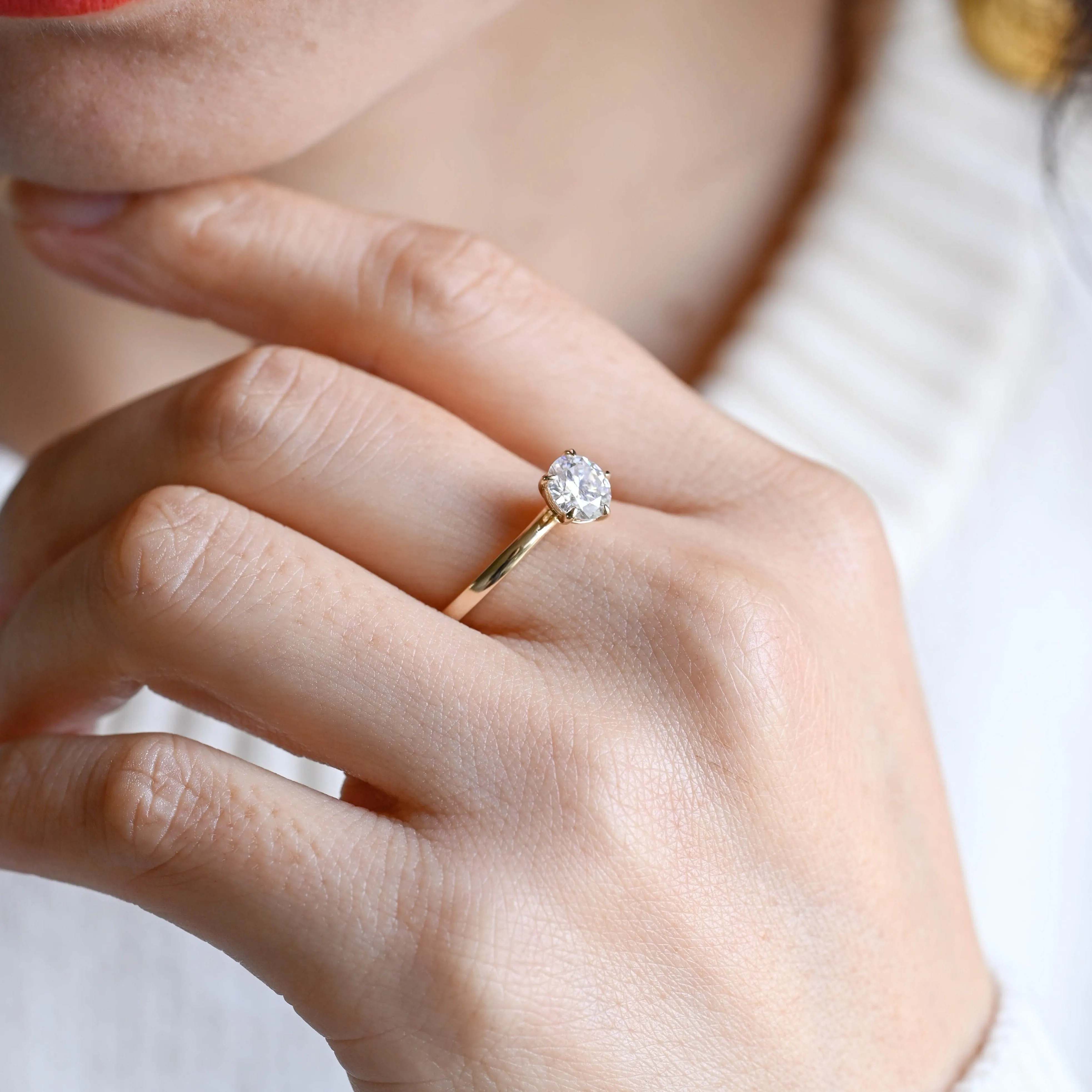 Solid Gold Round Cut Moissanite Engagement Ring, Solitaire Ring sold by Causyou product image thumbnail 4