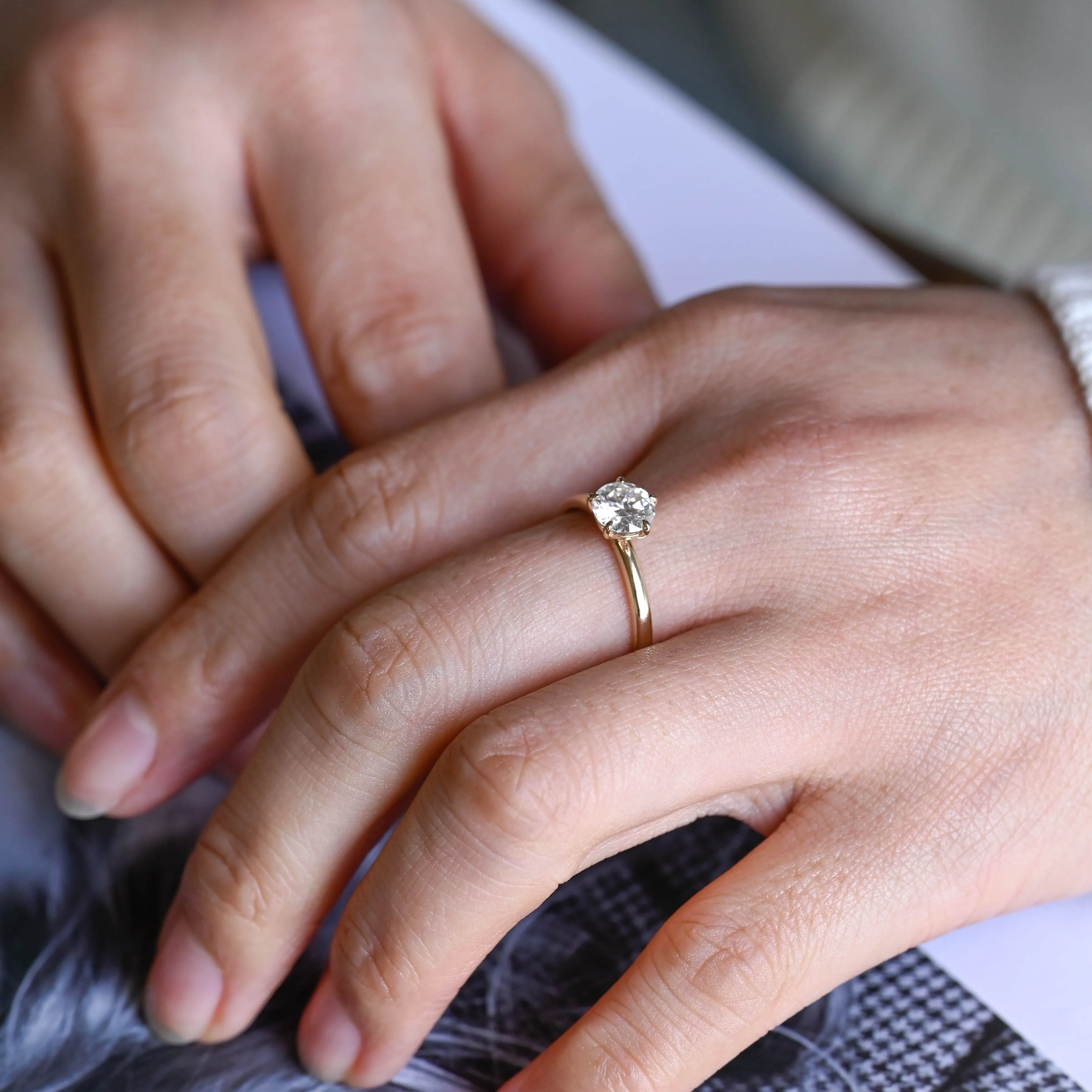 Solid Gold Round Cut Moissanite Engagement Ring, Solitaire Ring sold by Causyou product image thumbnail 2